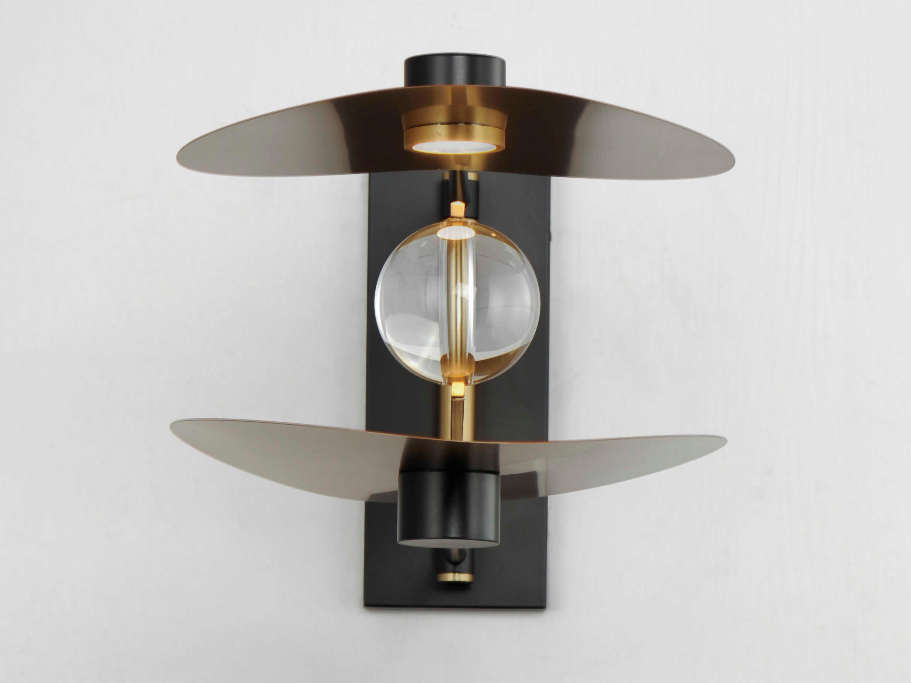 ET2 Pearl 2-Light Black Natural Aged Brass Crystal LED Wall Sconce