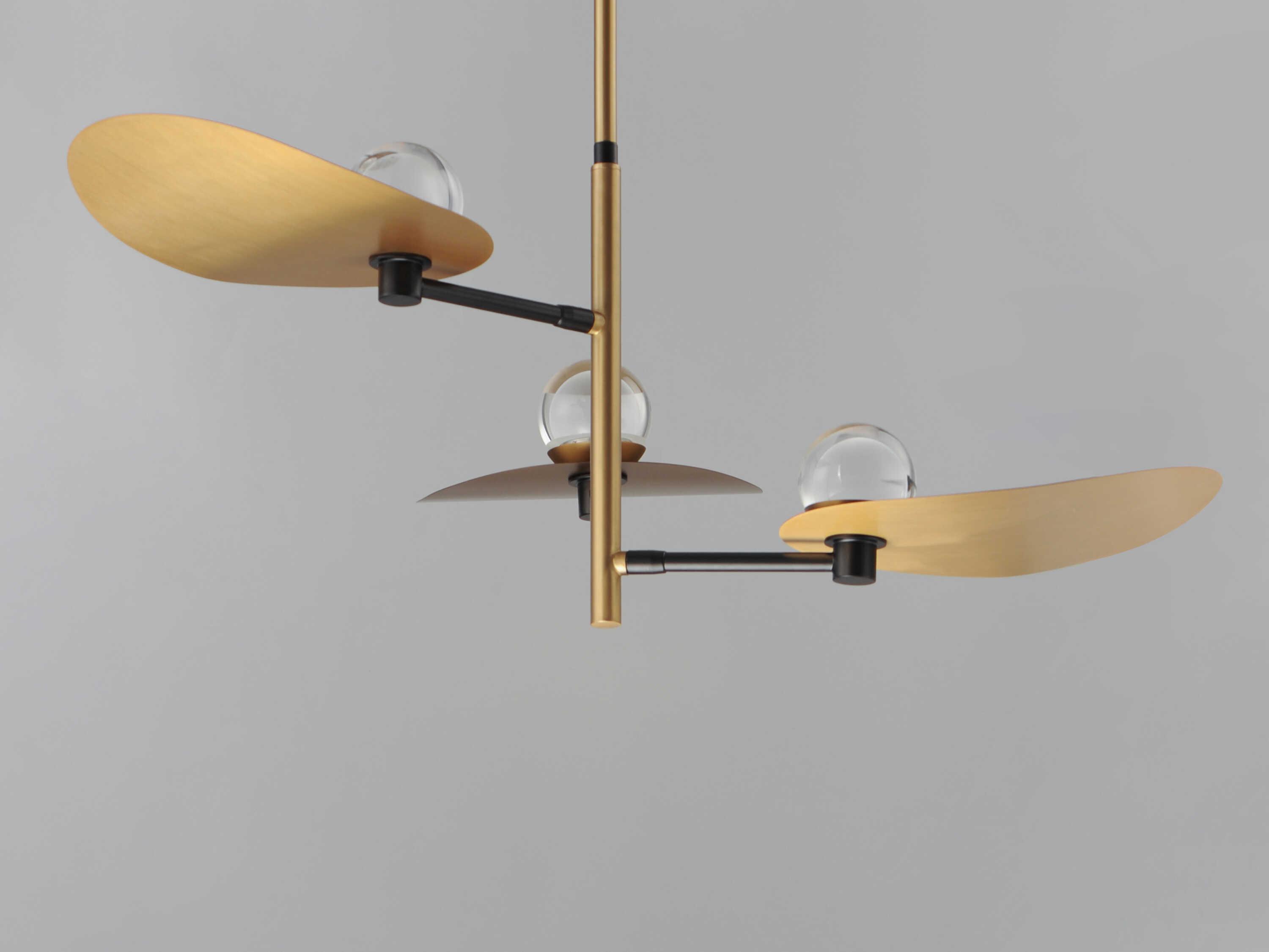 ET2 Pearl 3-Light Black Natural Aged Brass Crystal LED Chandelier