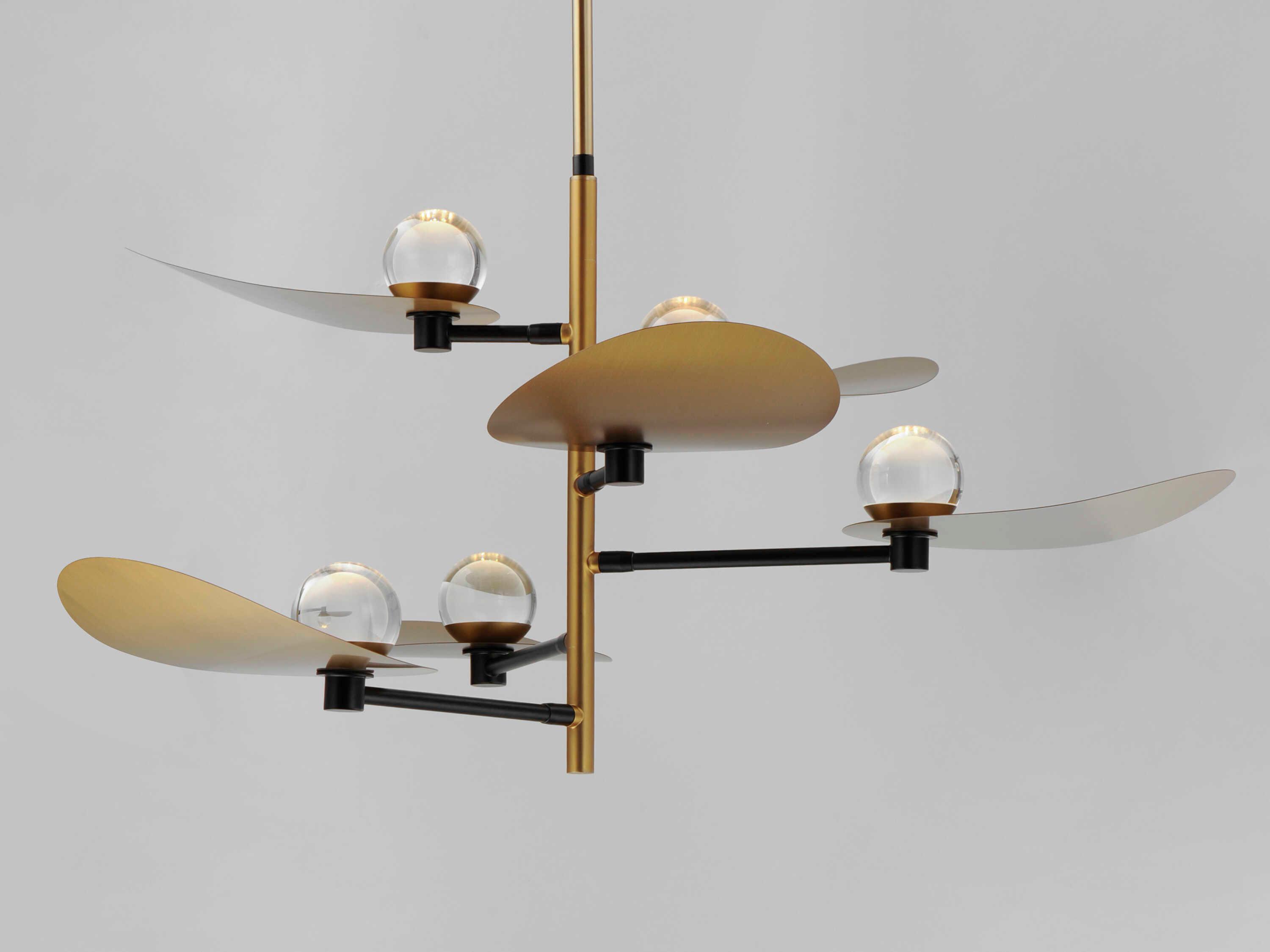 ET2 Pearl 6-Light Black Natural Aged Brass Crystal LED Chandelier