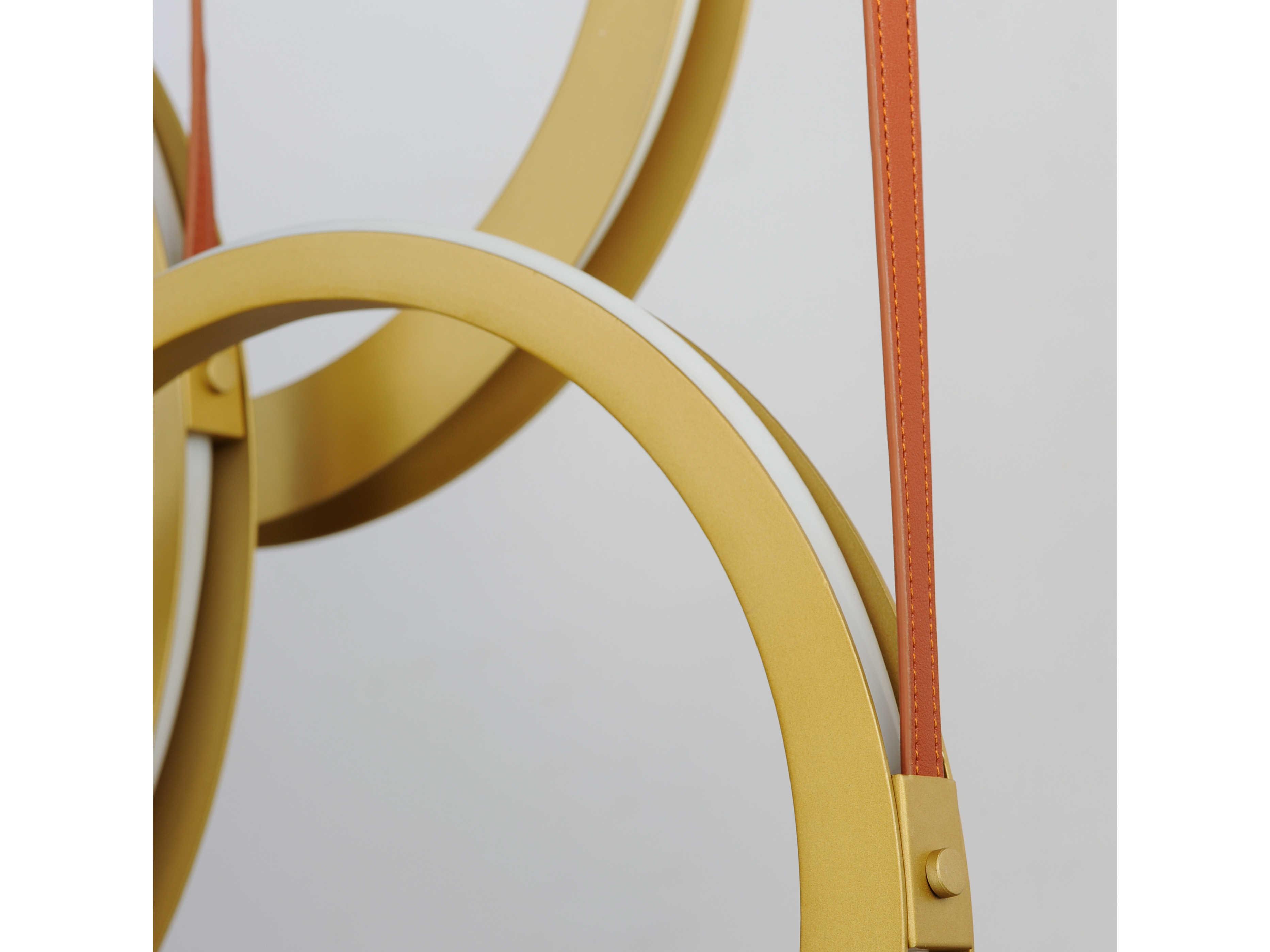 ET2 Tether 3-Light Natural Aged Brass LED Linear Round Island Pendant