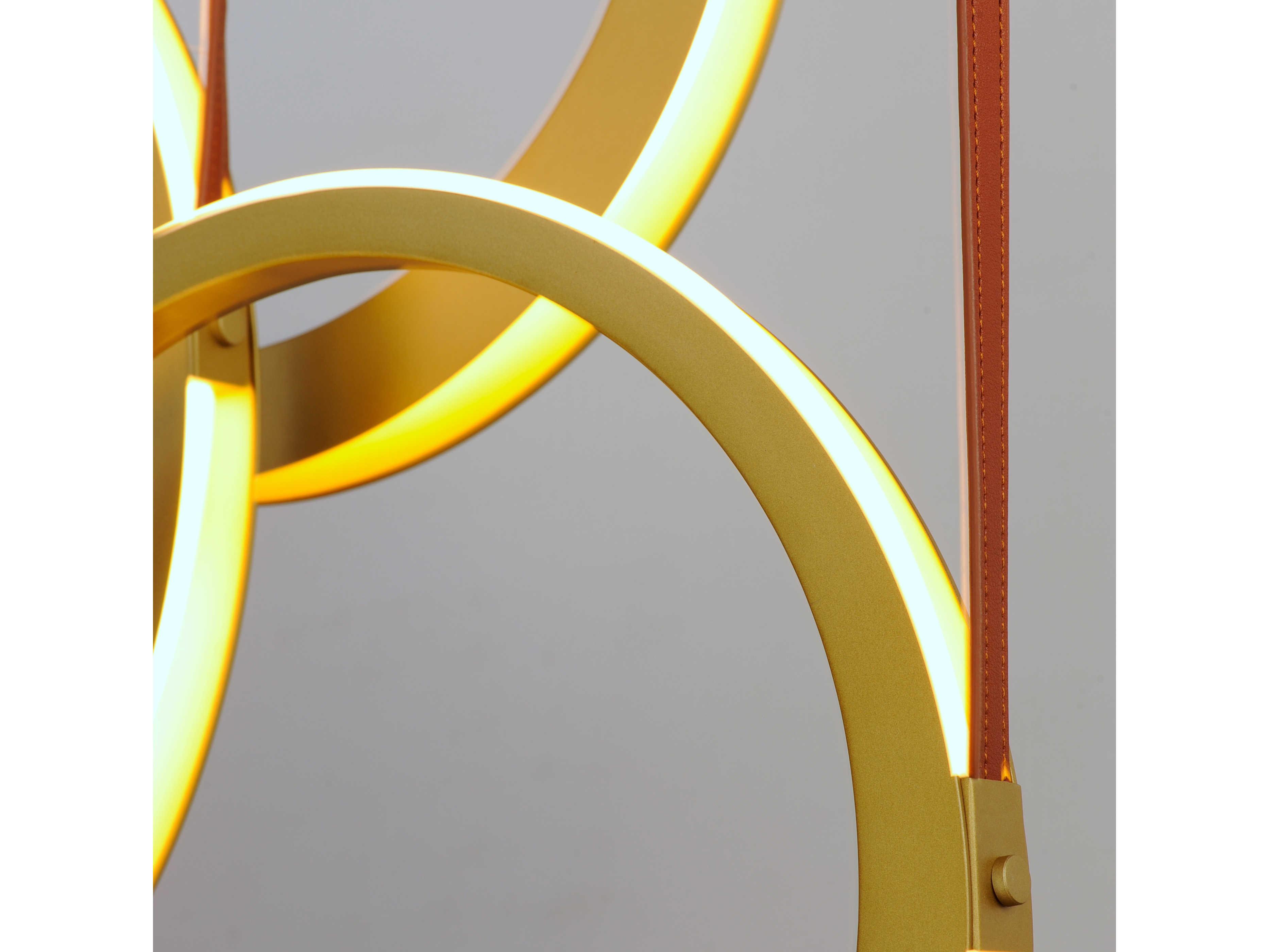 ET2 Tether 3-Light Natural Aged Brass LED Linear Round Island Pendant