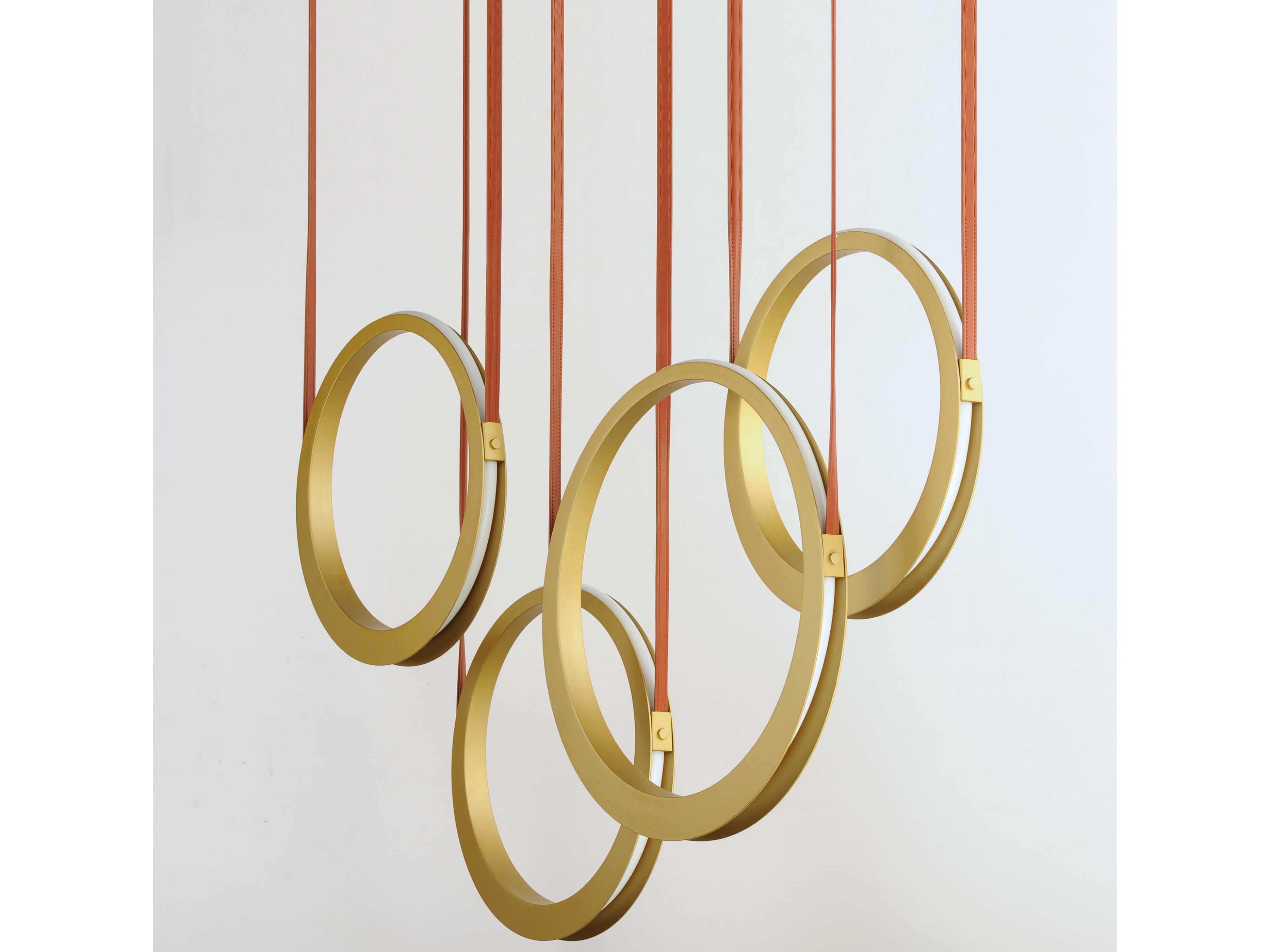 ET2 Tether 4-Light Natural Aged Brass LED Linear Round Island Pendant