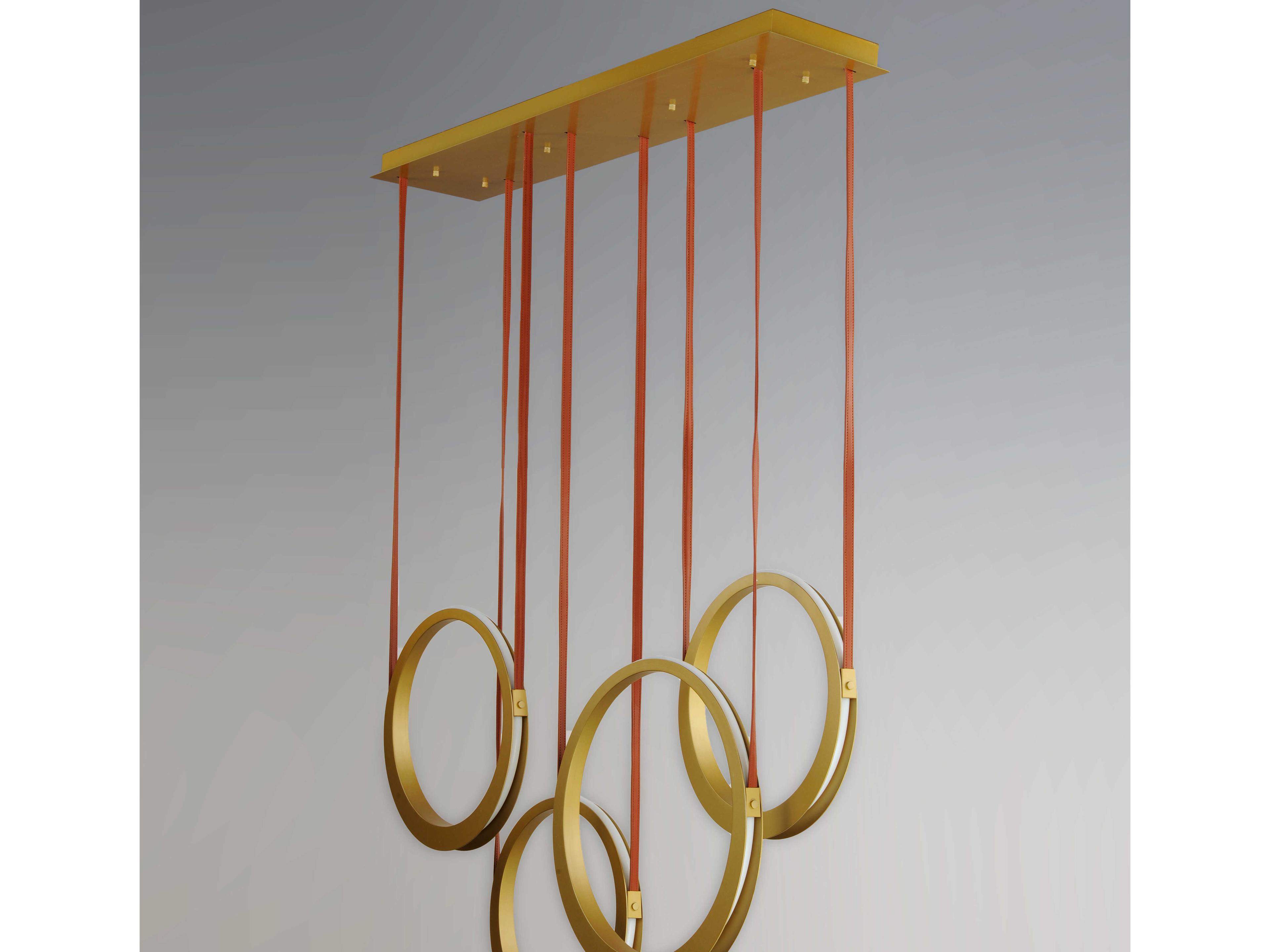 ET2 Tether 5-Light Natural Aged Brass LED Linear Round Island Pendant