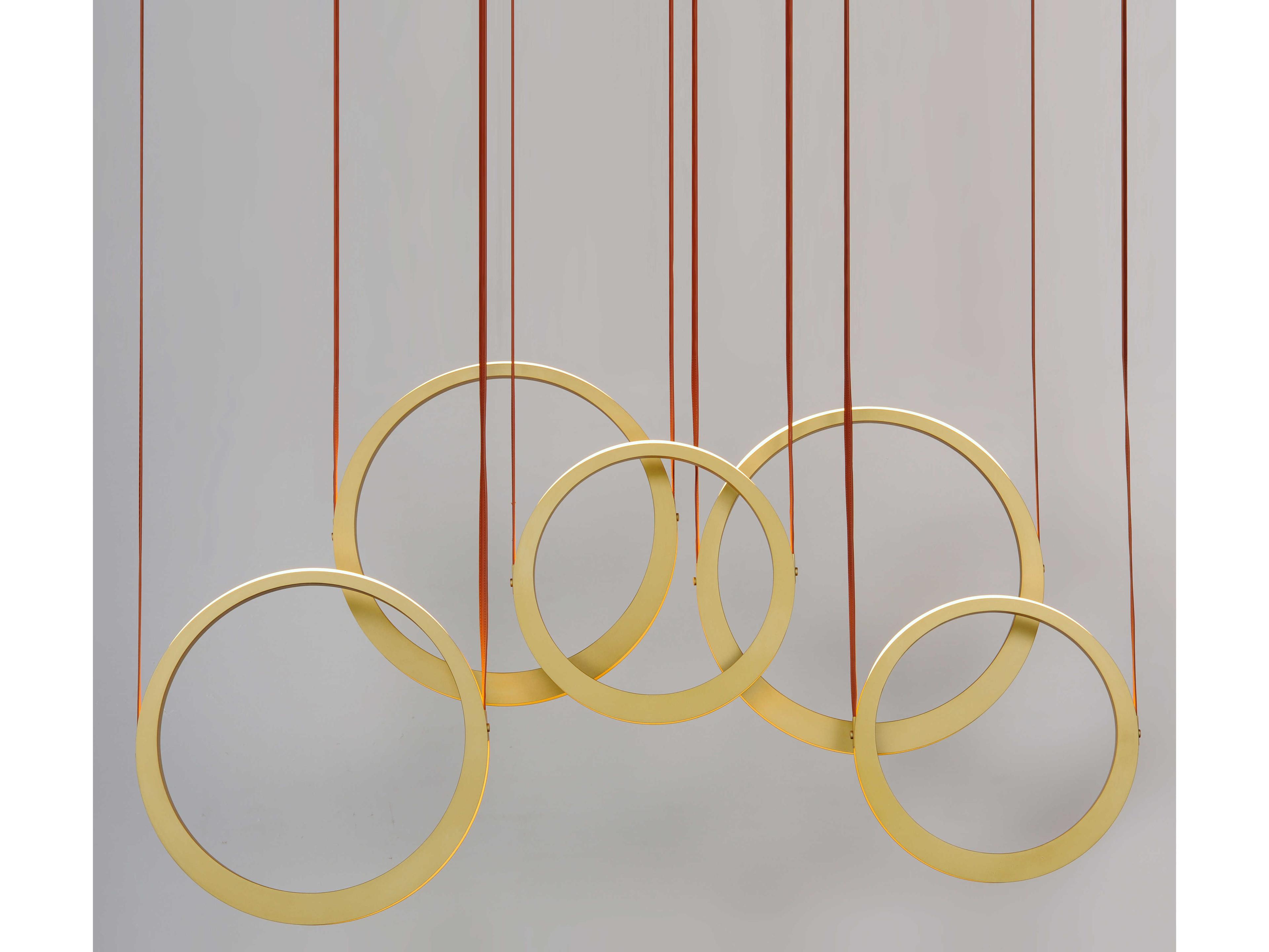 ET2 Tether 5-Light Natural Aged Brass LED Linear Round Island Pendant