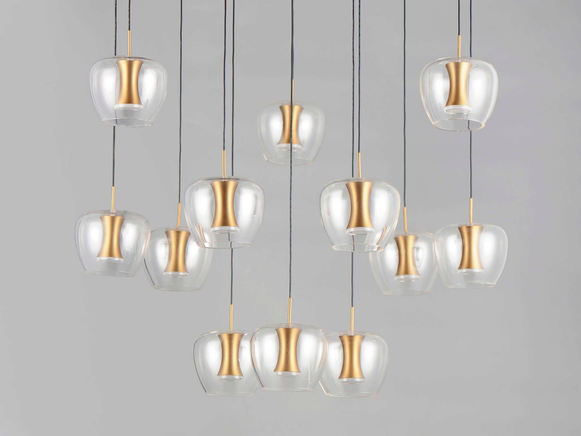 ET2 Newton 12-Light Black Gold Glass LED Pendant