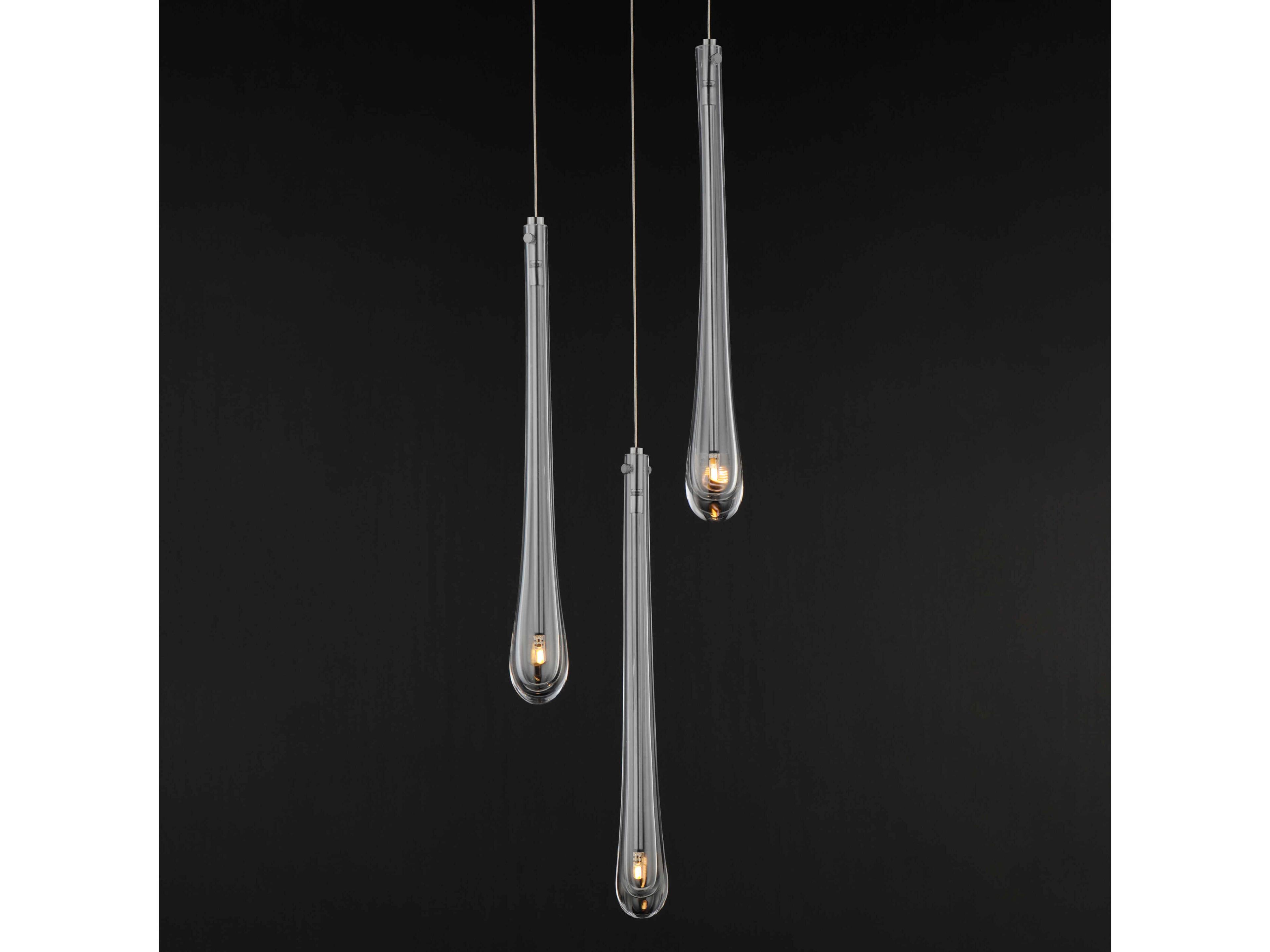 ET2 Stillo 3-Light Satin Nickel Crystal Glass Mini Pendant