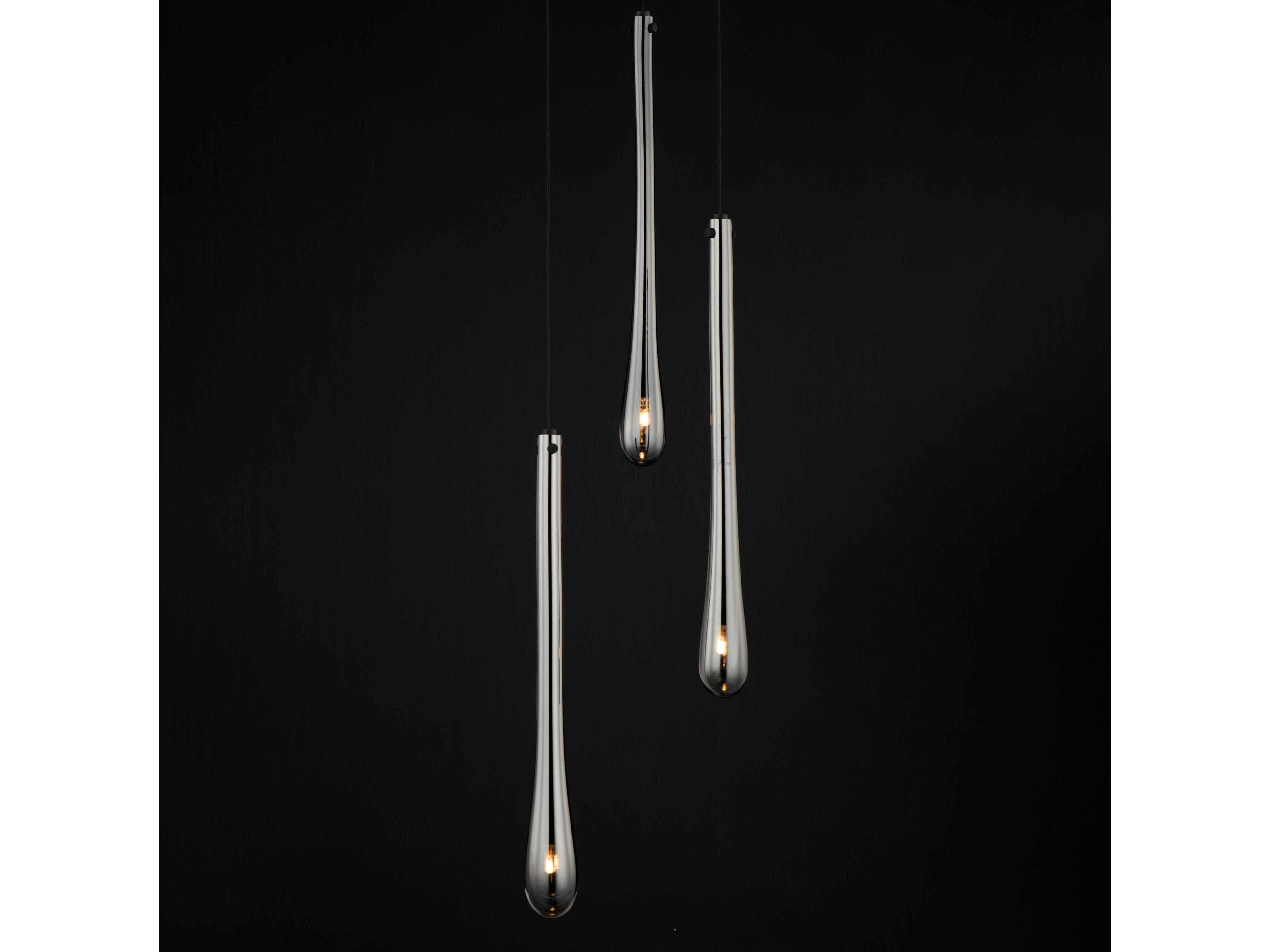 ET2 Stillo 3-Light Black Glass LED Mini Pendant