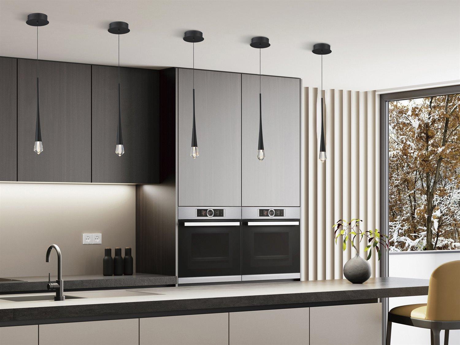 ET2 1-Light Black Crystal LED Mini Pendant