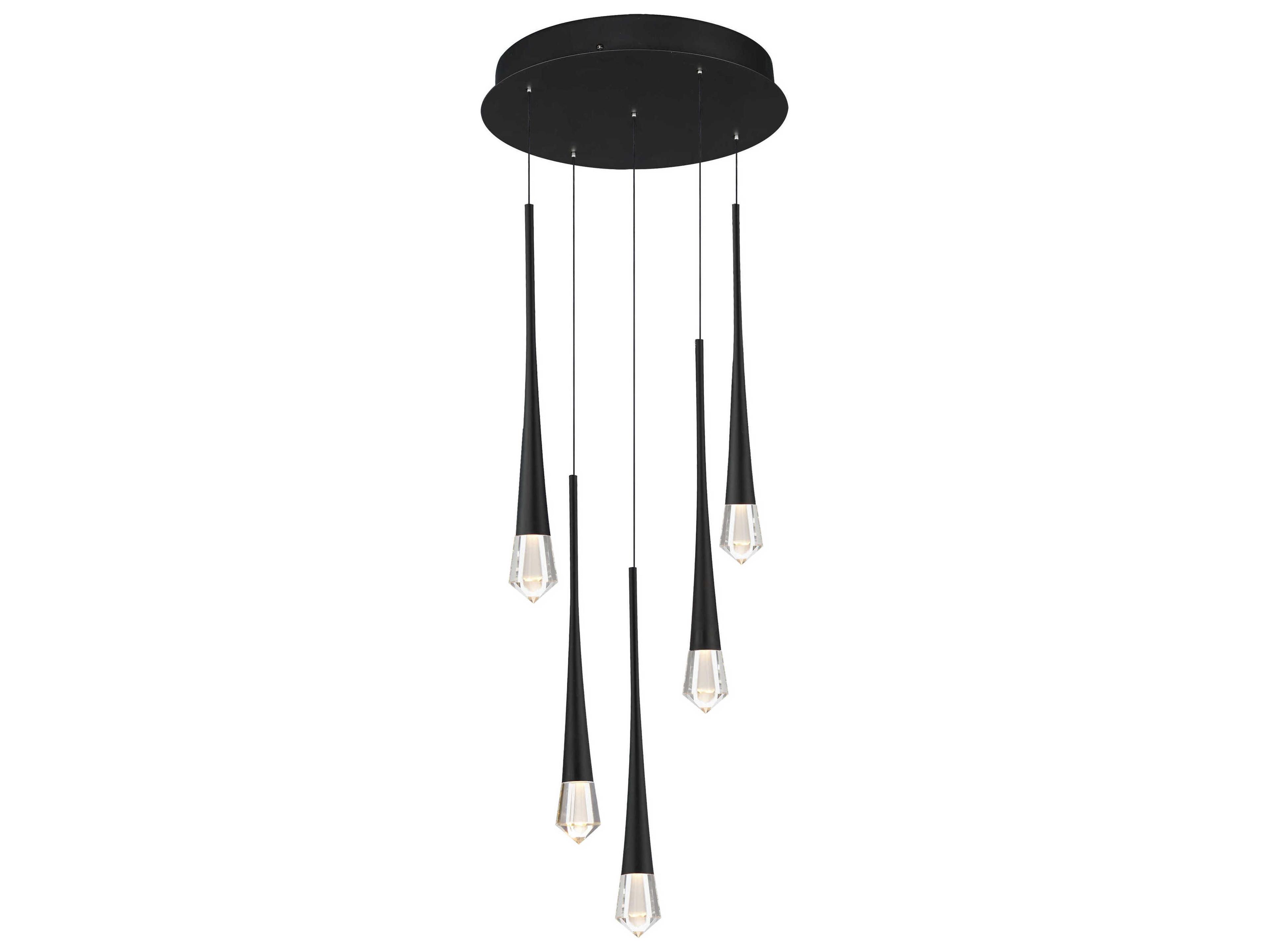 ET2 Pierce 5-Light Black Crystal LED Pendant