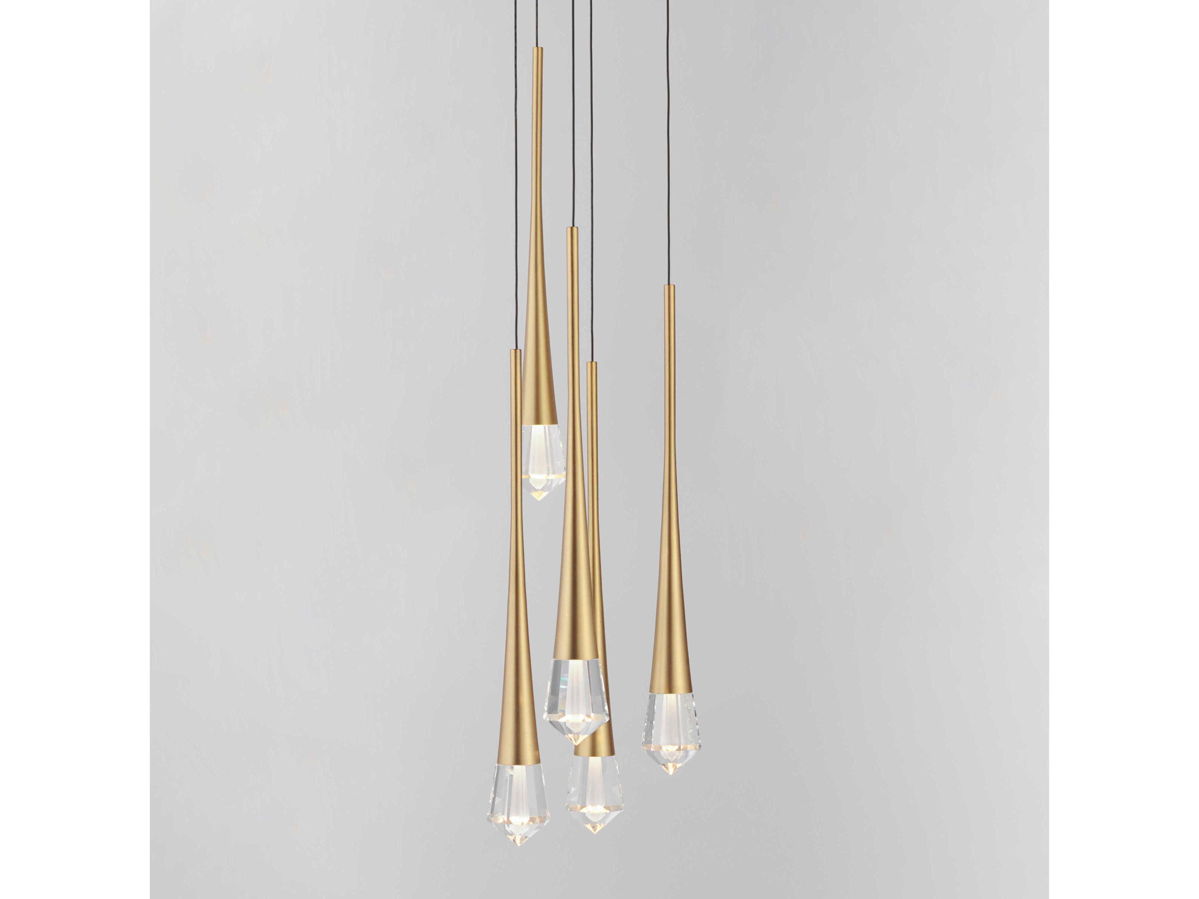 ET2 Pierce 5-Light Gold Crystal LED Pendant