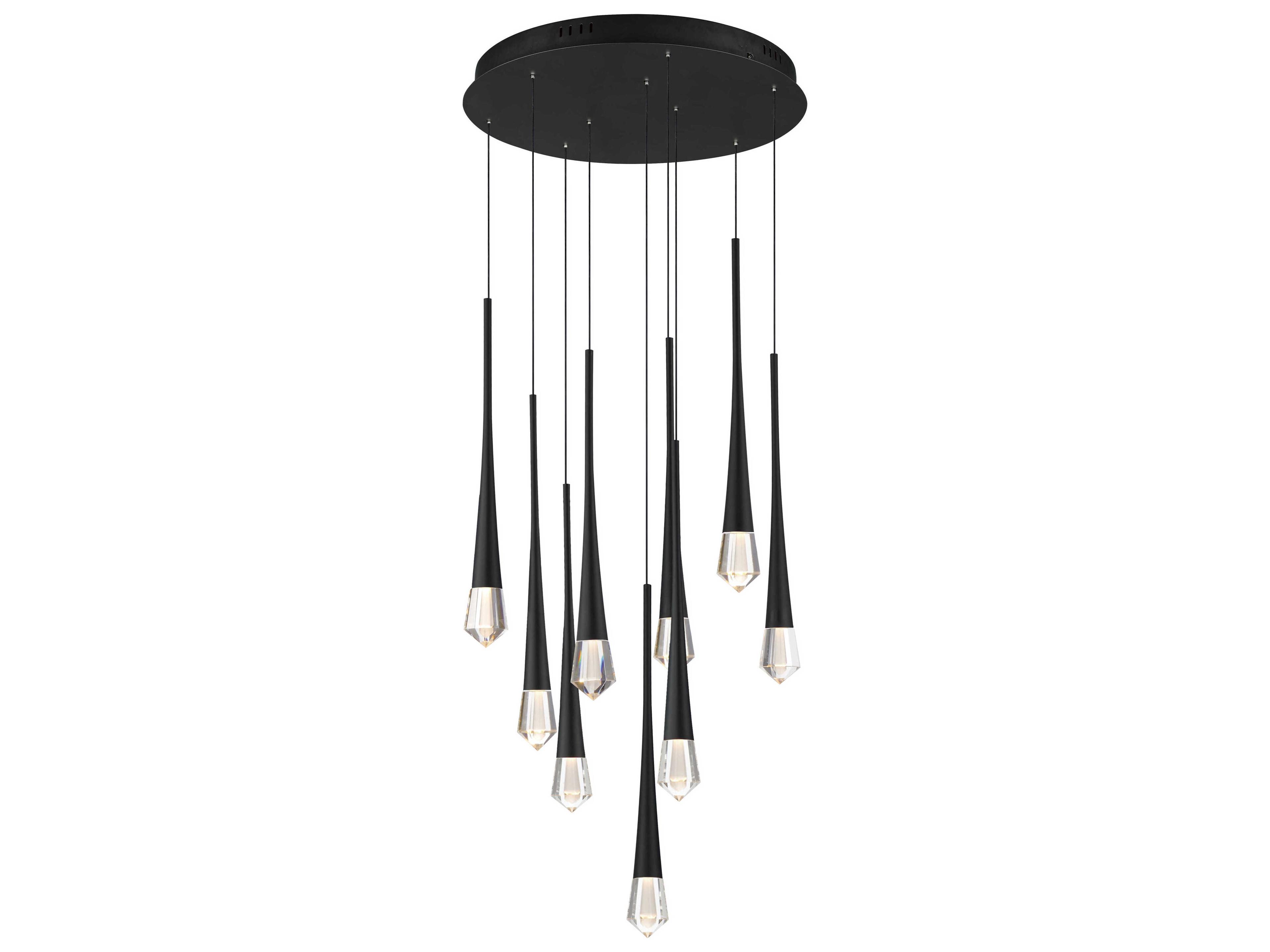 ET2 Pierce 9-Light Black Crystal LED Pendant