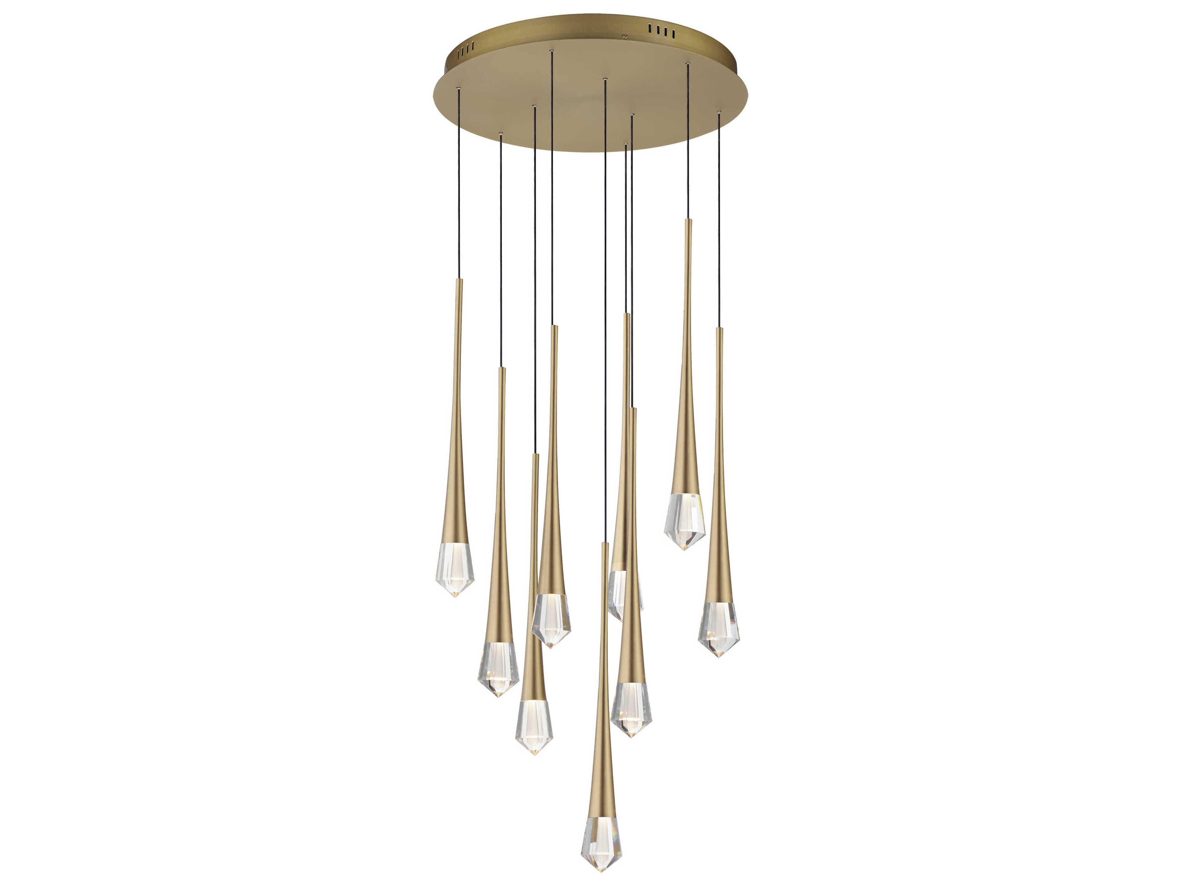 ET2 Pierce 9-Light Gold Crystal LED Pendant