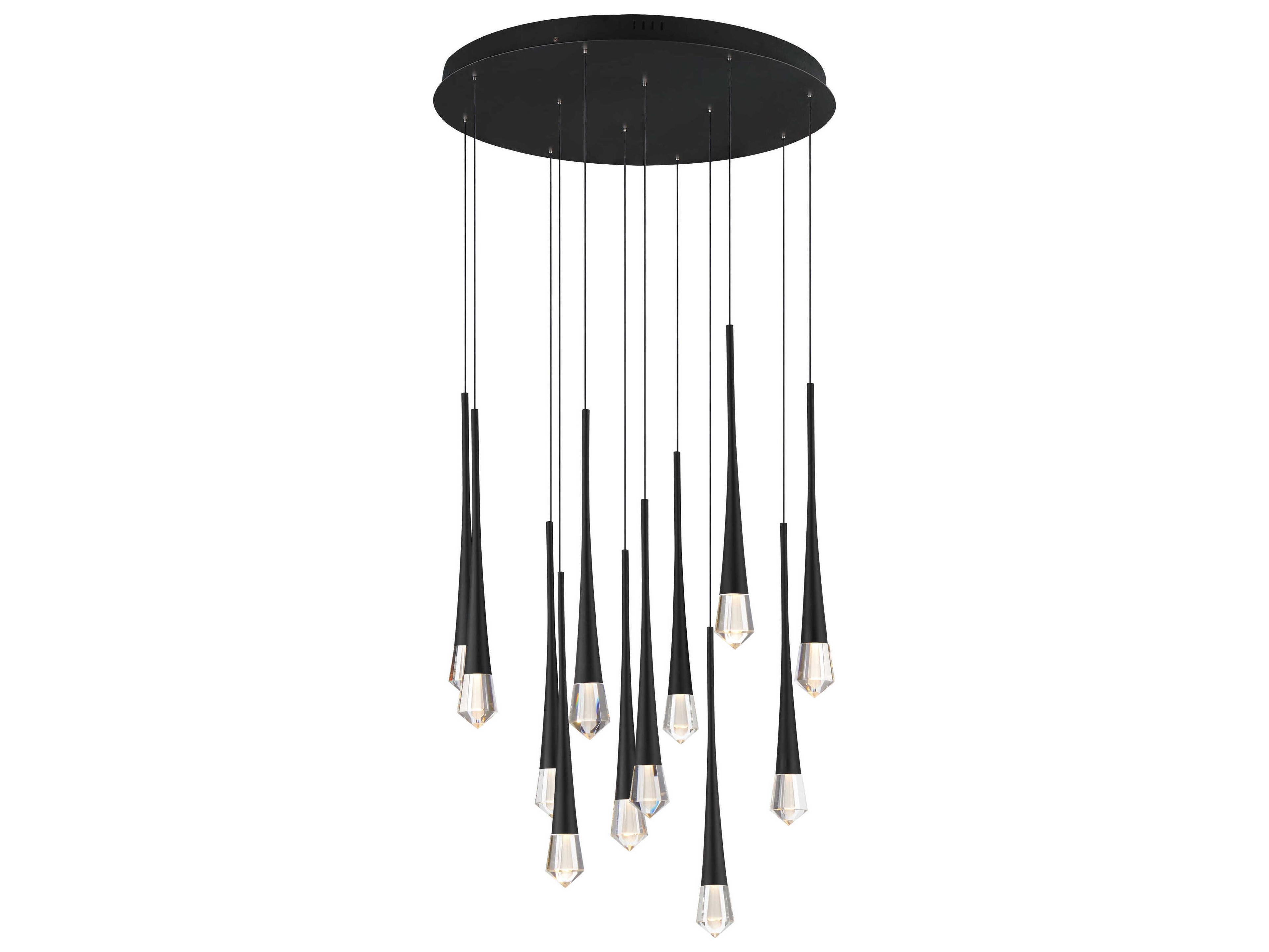 ET2 Pierce 12-Light Black Crystal LED Pendant