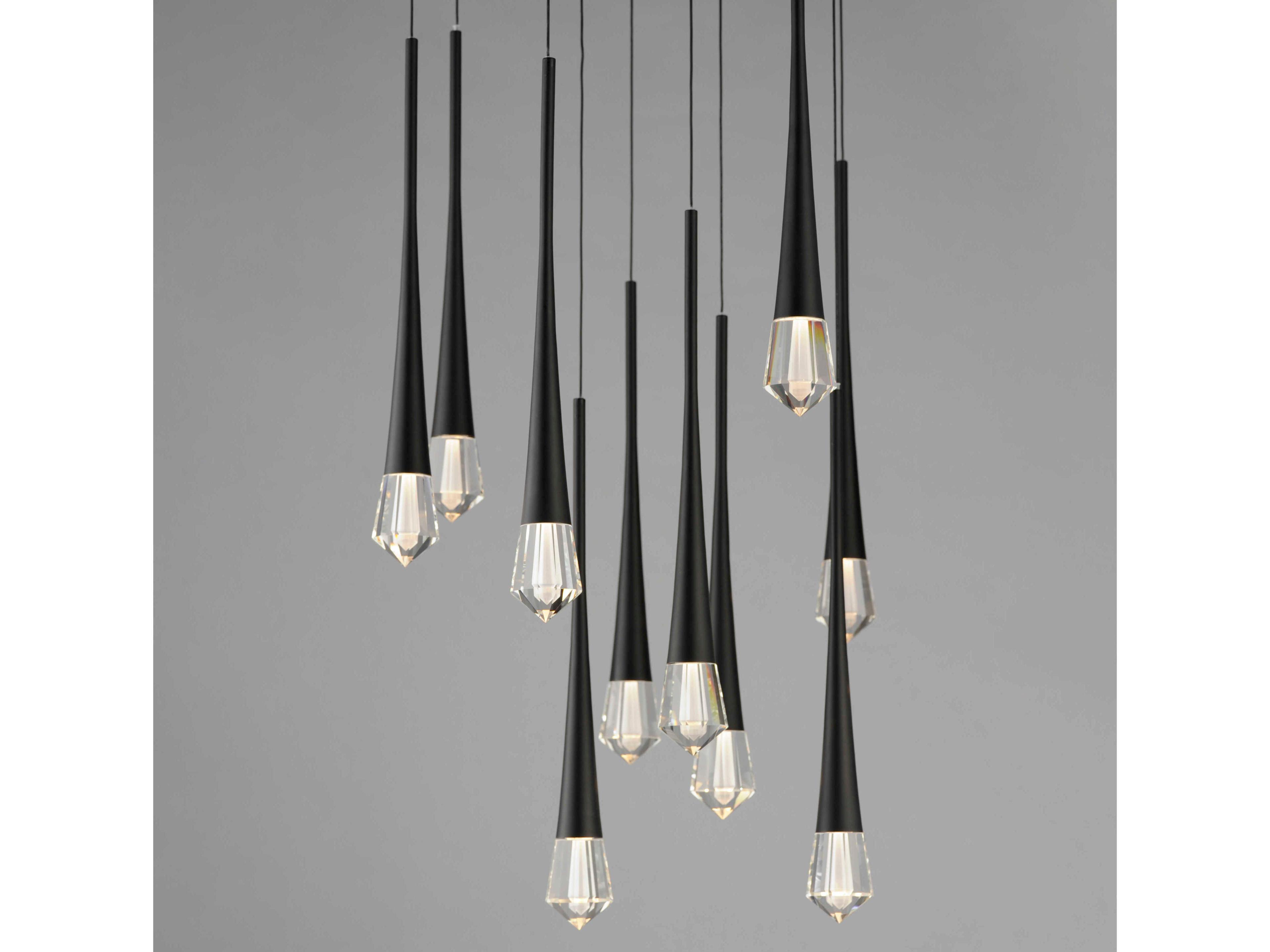ET2 Pierce 12-Light Black Crystal LED Pendant