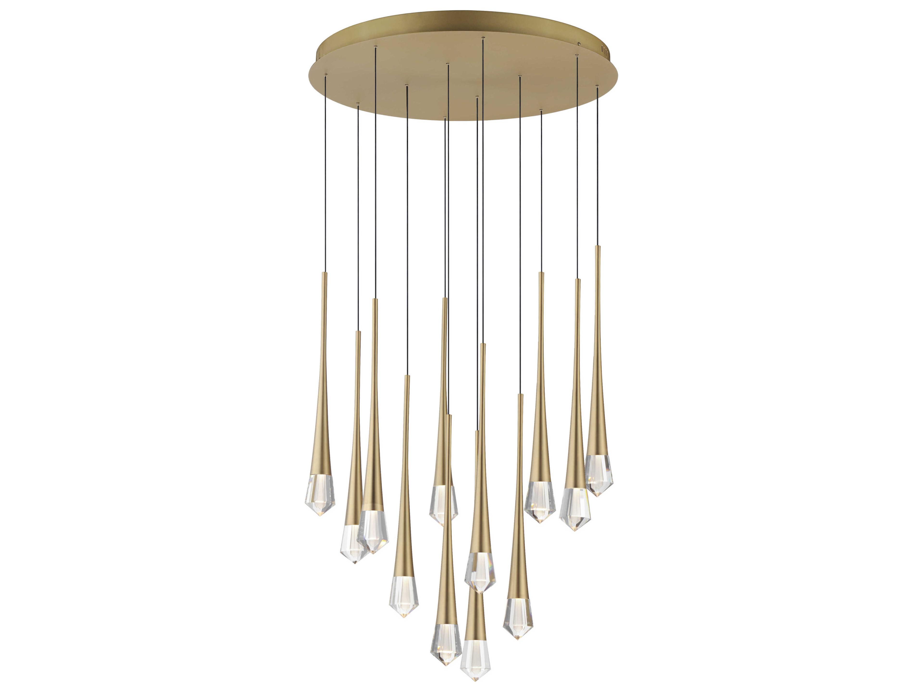 ET2 Pierce 12-Light Gold Crystal LED Pendant
