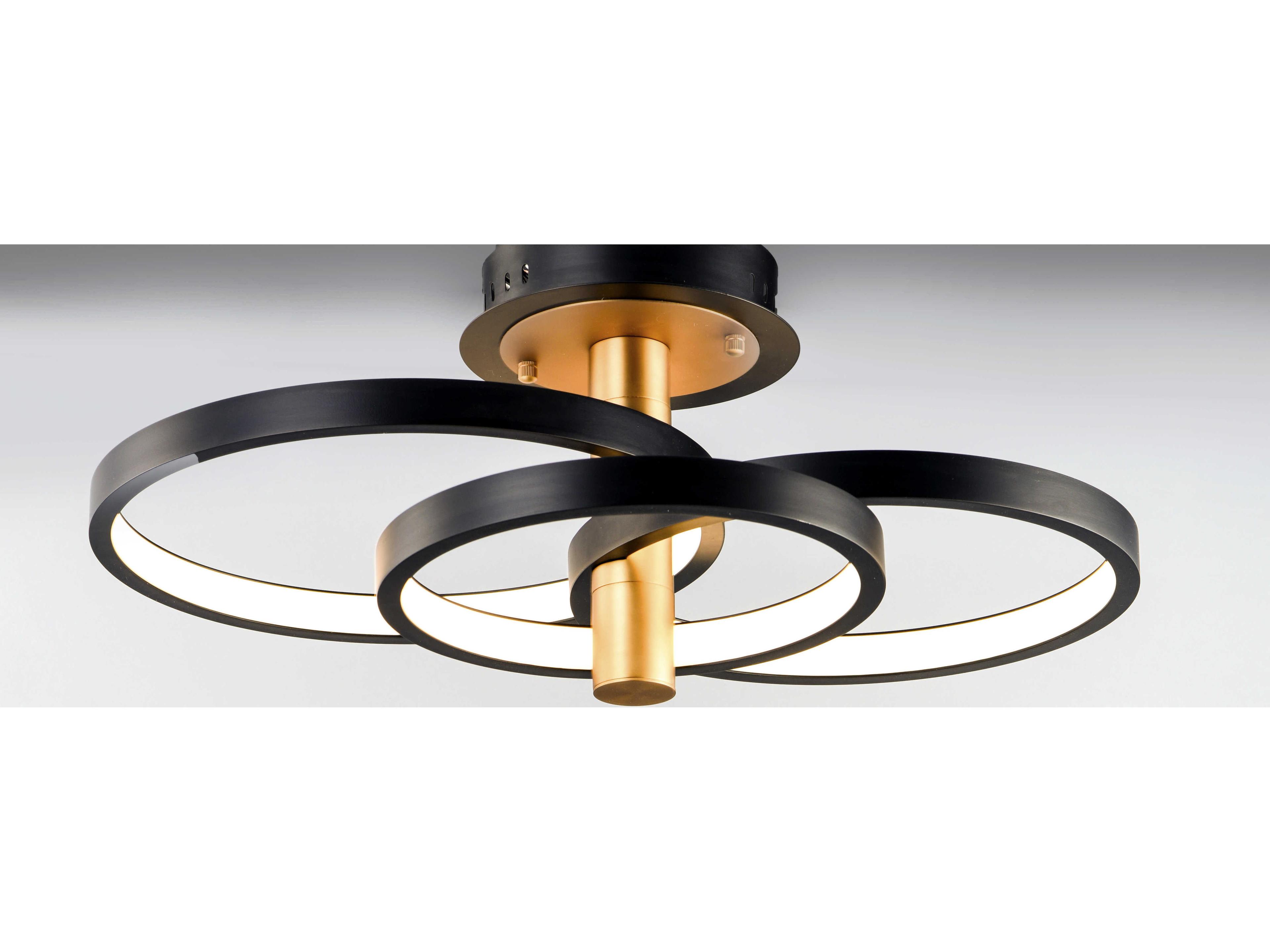 ET2 Hoopla 3-Light Black Gold LED Round Tiered Semi Flush Mount