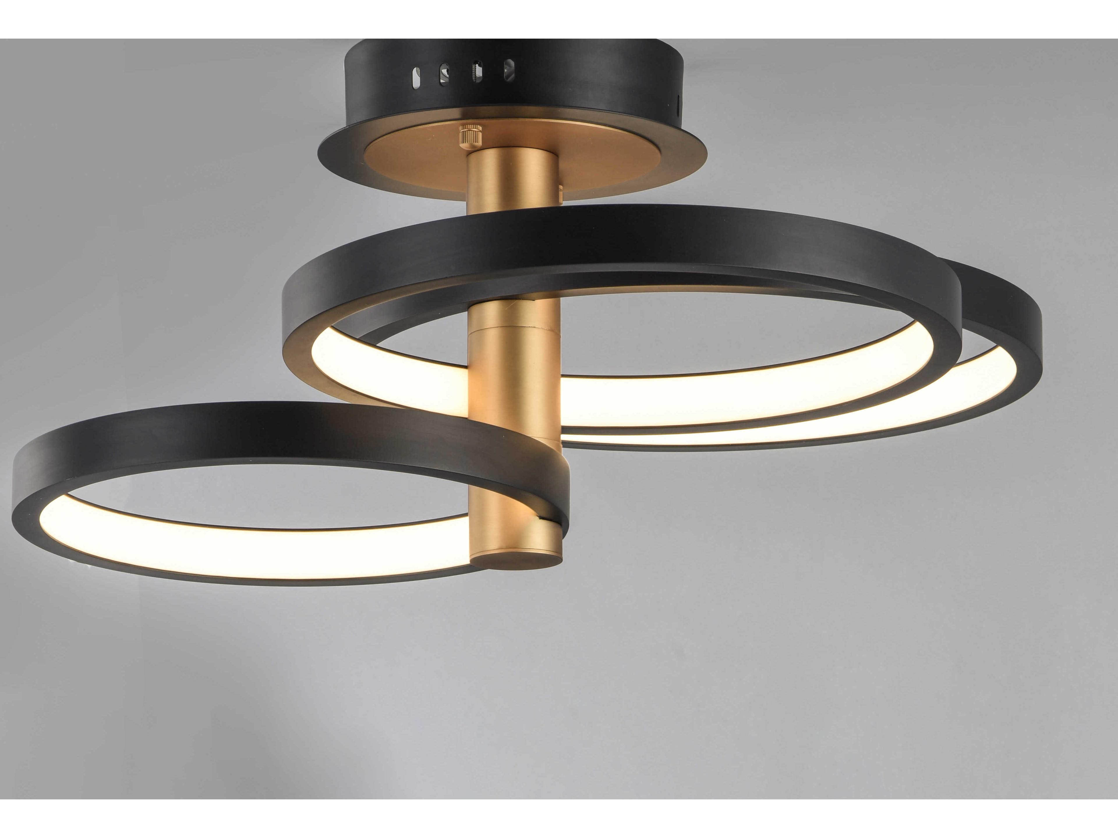 ET2 Hoopla 3-Light Black Gold LED Round Tiered Semi Flush Mount