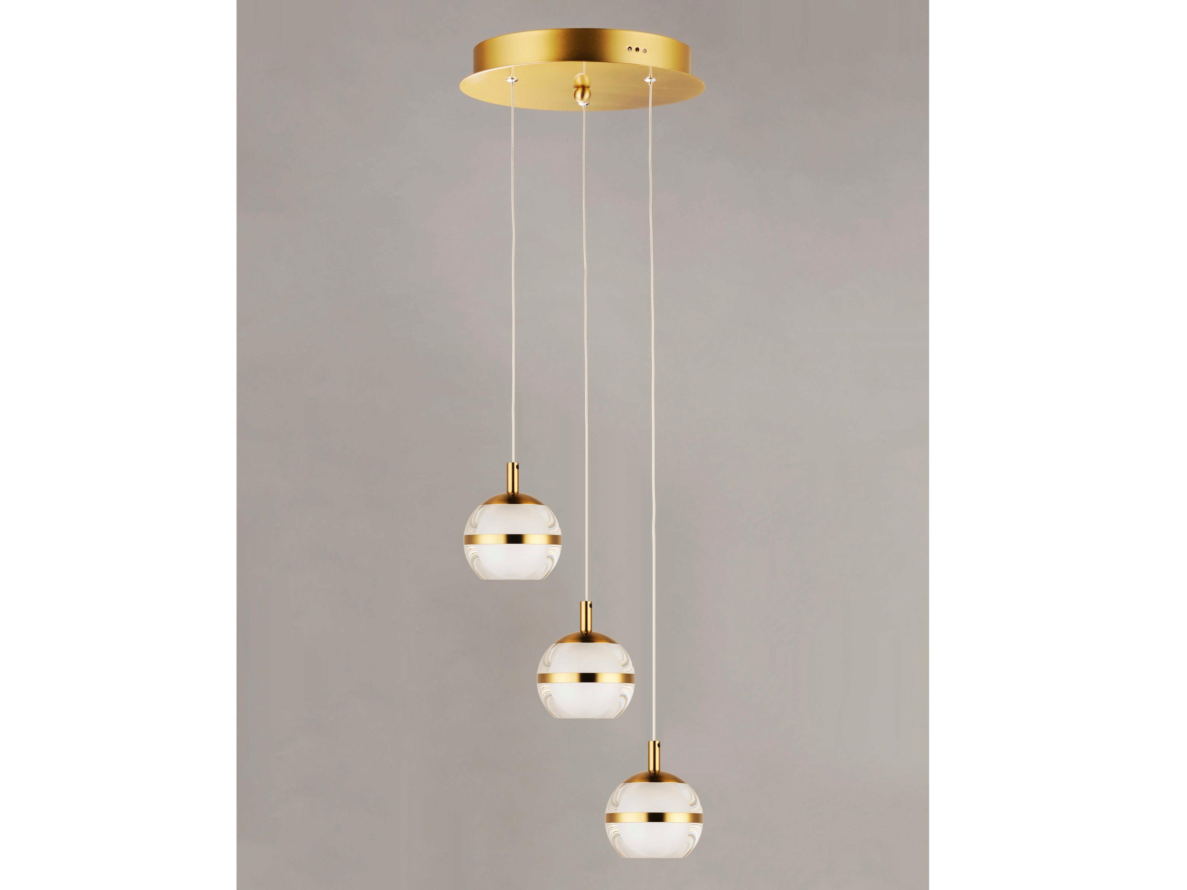 ET2 Swank 3-Light Natural Aged Brass LED Globe Tiered Mini Pendant