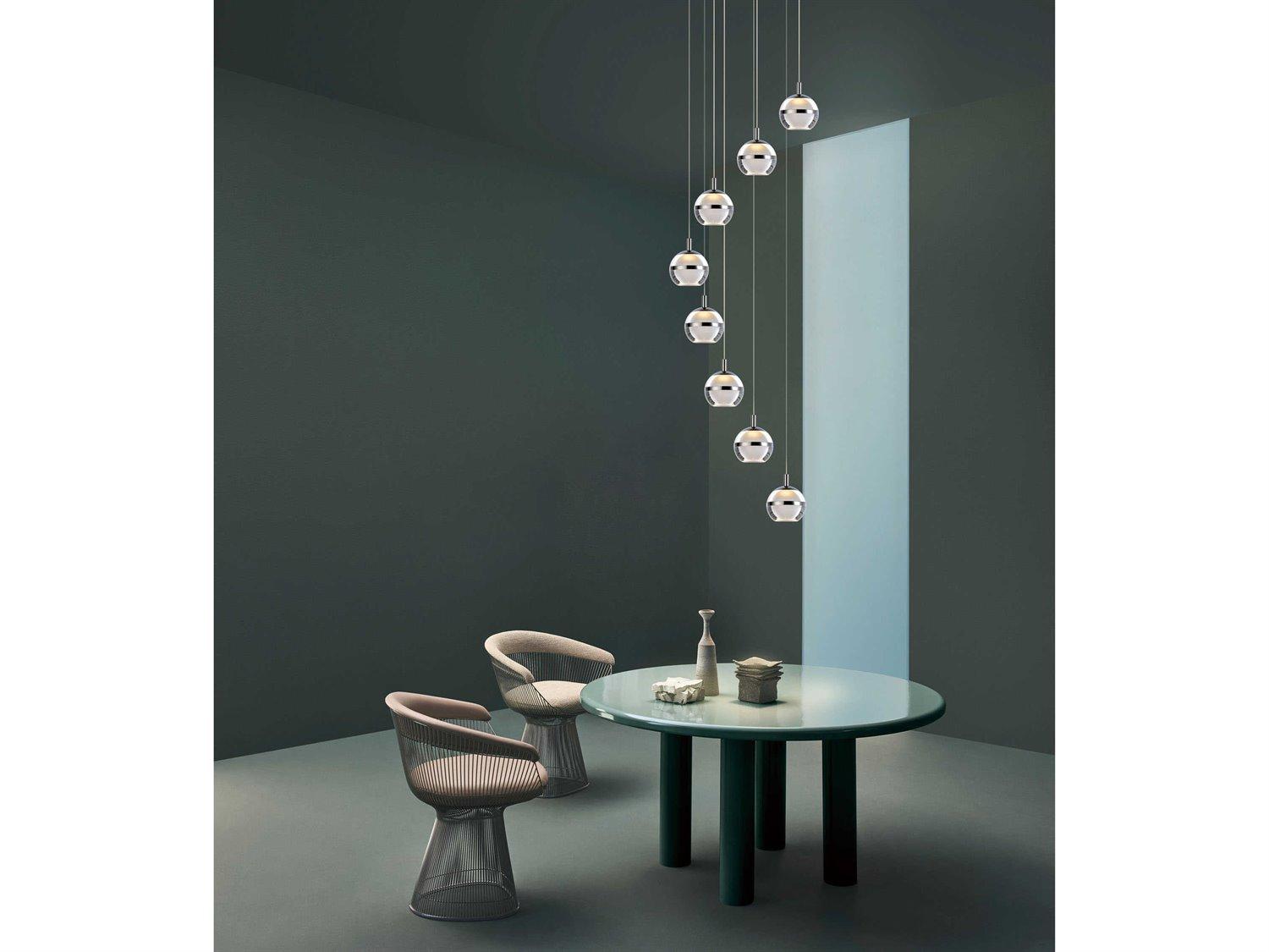 ET2 Swank 8-Light Polished Chrome LED Globe Tiered Pendant