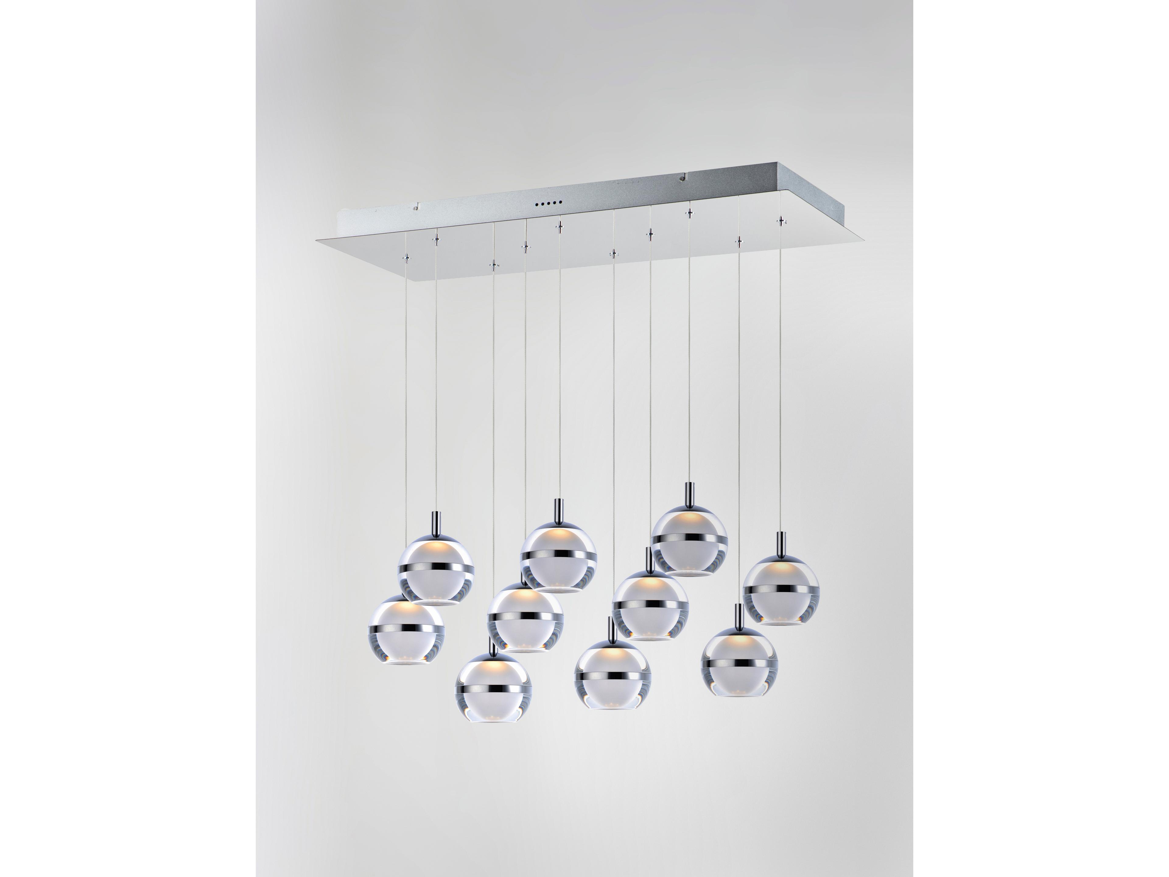 ET2 Swank 10-Light Polished Chrome LED Globe Linear Island Pendant