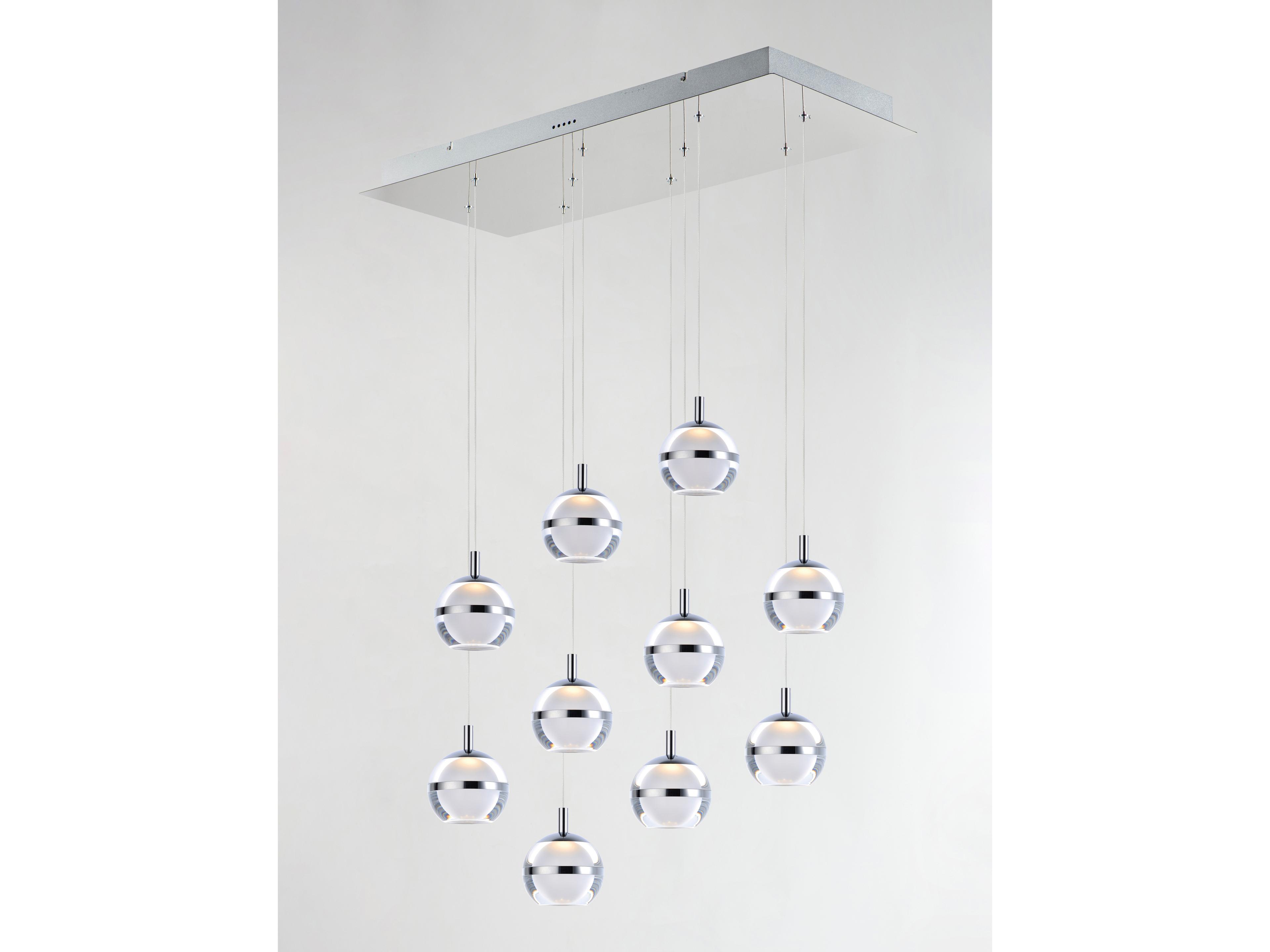 ET2 Swank 10-Light Polished Chrome LED Globe Linear Island Pendant