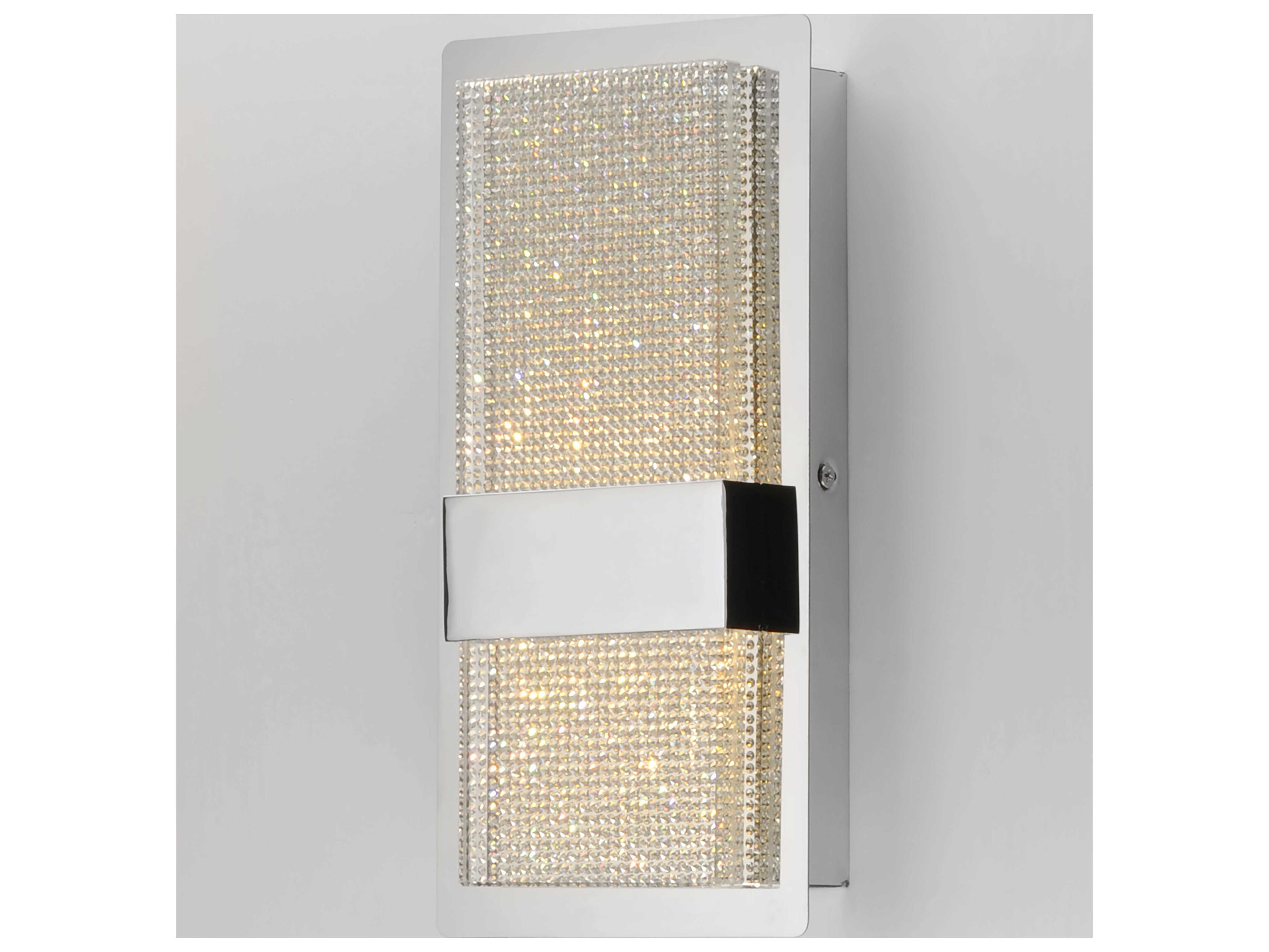 ET2 Sparkler 2-Light Polished Chrome Crystal LED Wall Sconce