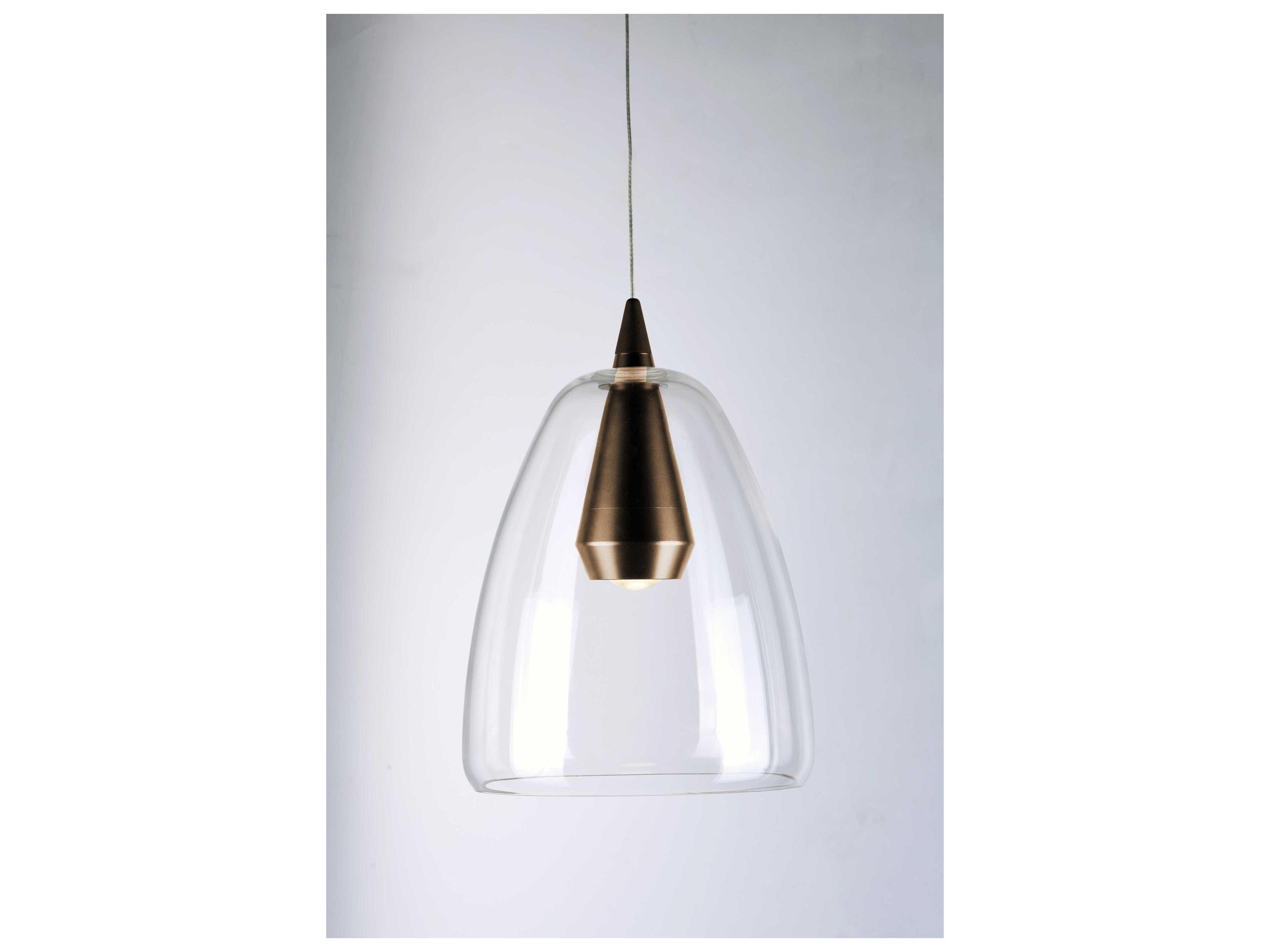 ET2 1-Light Black Coffee Brown Glass LED Bell Mini Pendant