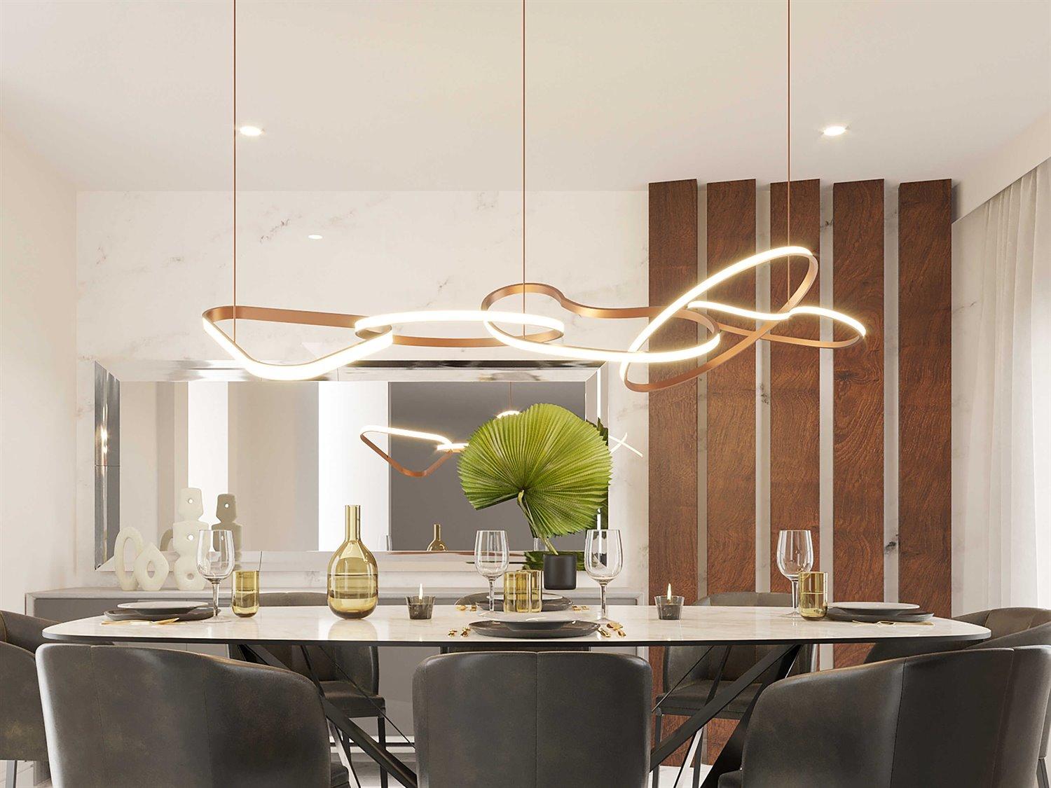 ET2 Unity 5-Light Brushed Champagne Gold LED Geometric Linear Island Pendant