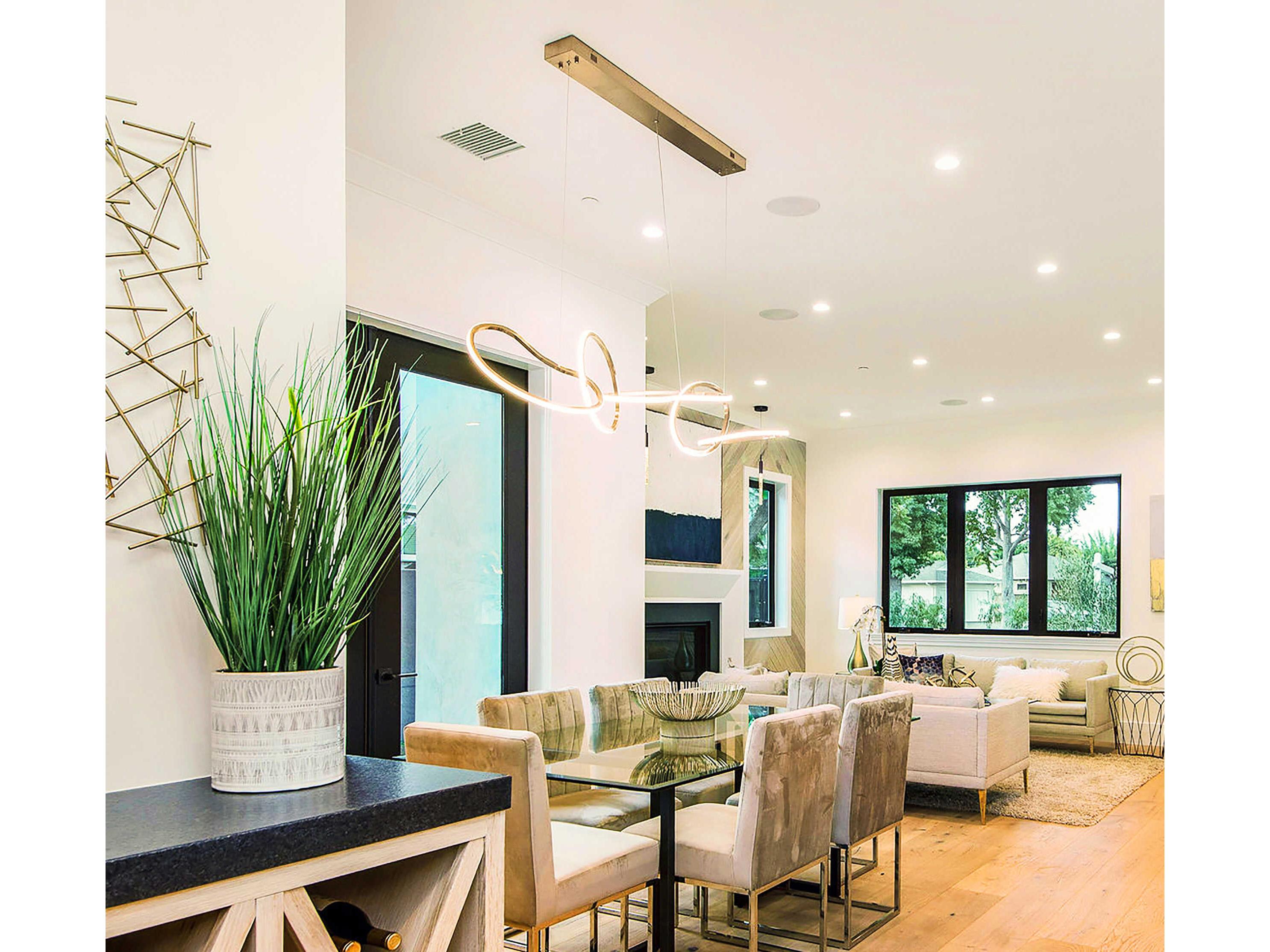 ET2 Unity 5-Light Brushed Champagne Gold LED Geometric Linear Island Pendant