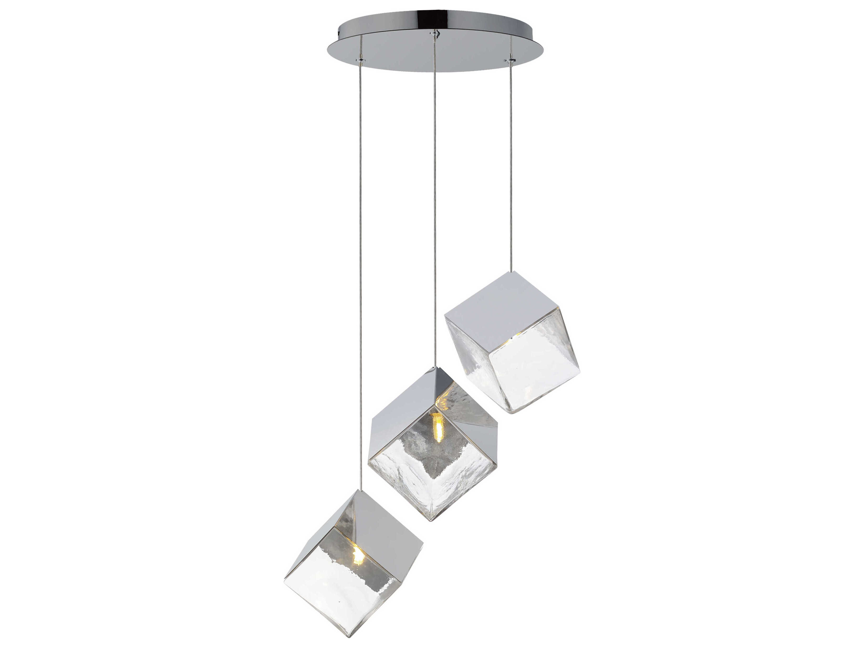ET2 Ice Cube 3-Light Polished Chrome Geometric Pendant