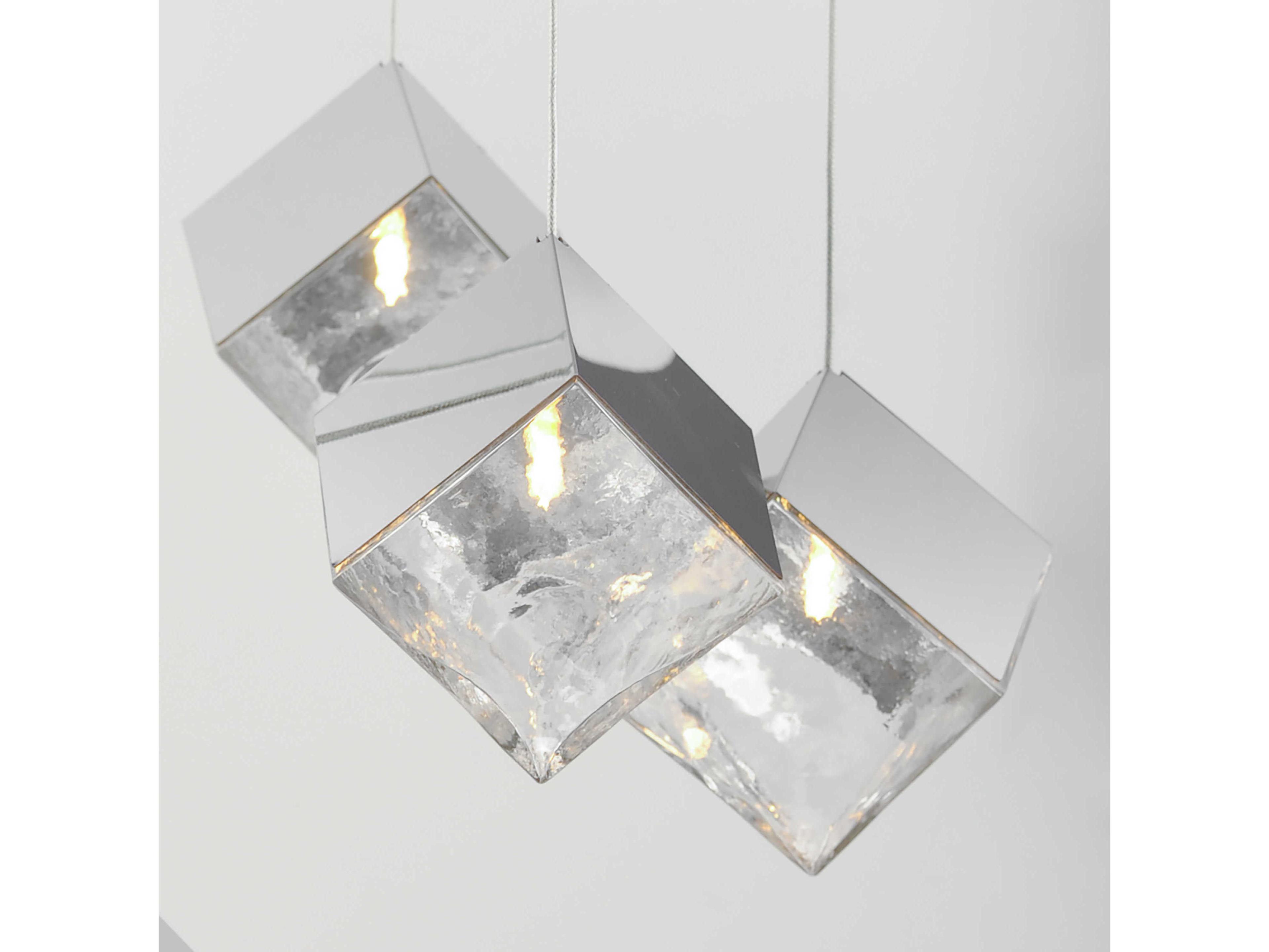 ET2 Ice Cube 3-Light Polished Chrome Geometric Pendant