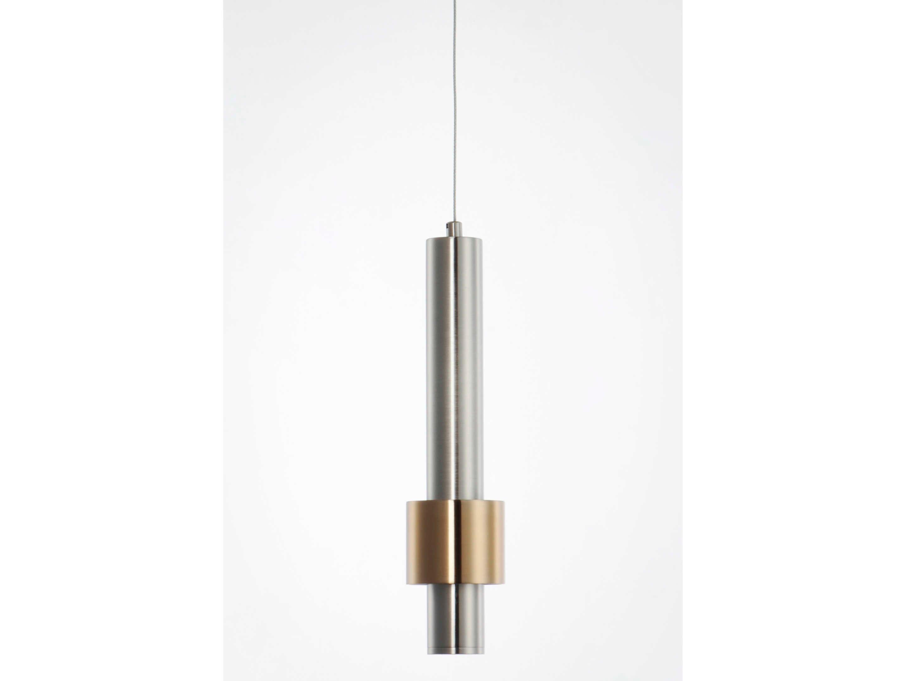 ET2 1-Light Satin Nickel Brass LED Cylinder Geometric Mini Pendant