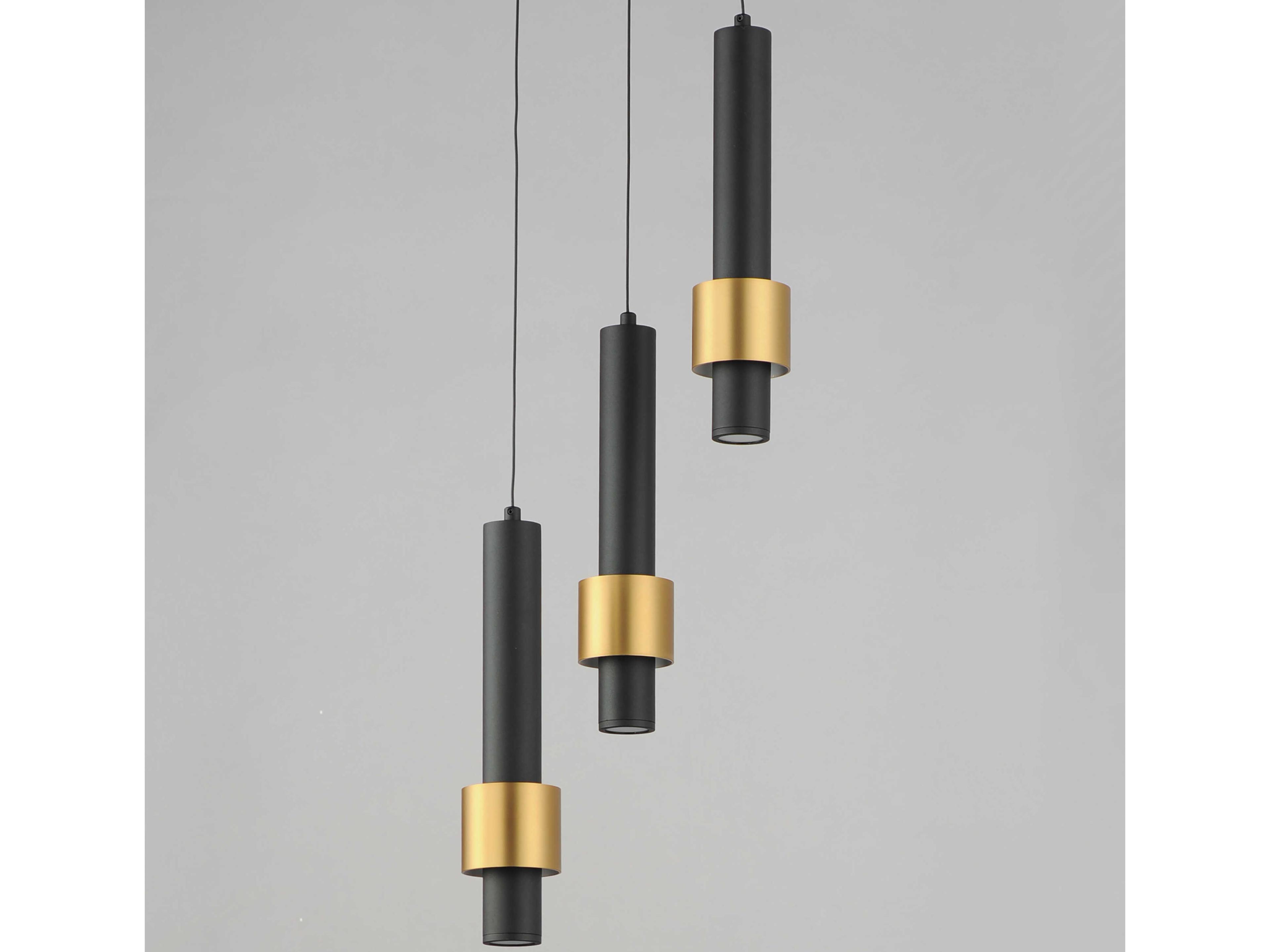 ET2 Reveal 3-Light Black Gold Cylinder Mini Pendant