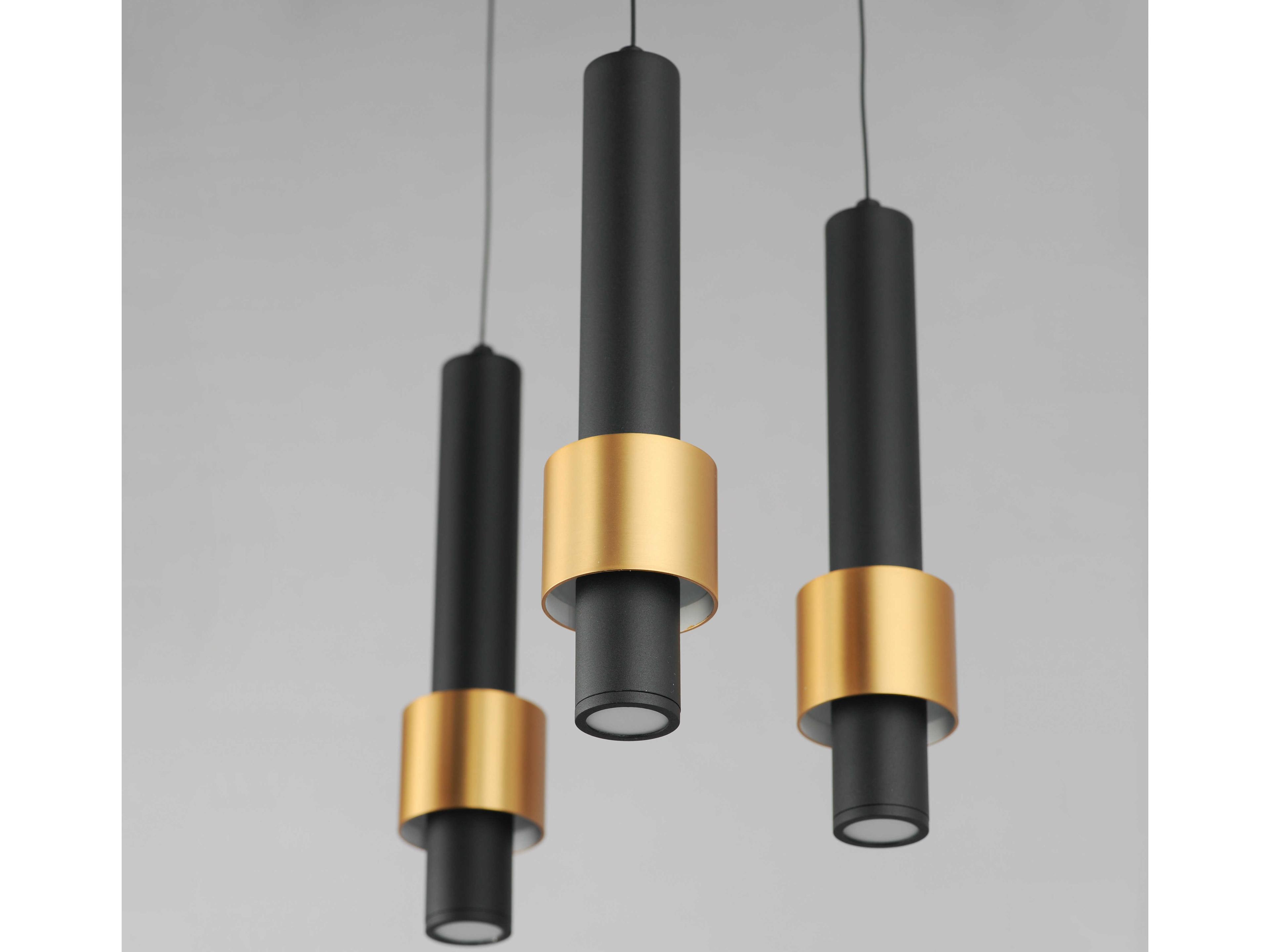 ET2 Reveal 3-Light Black Gold Cylinder Mini Pendant