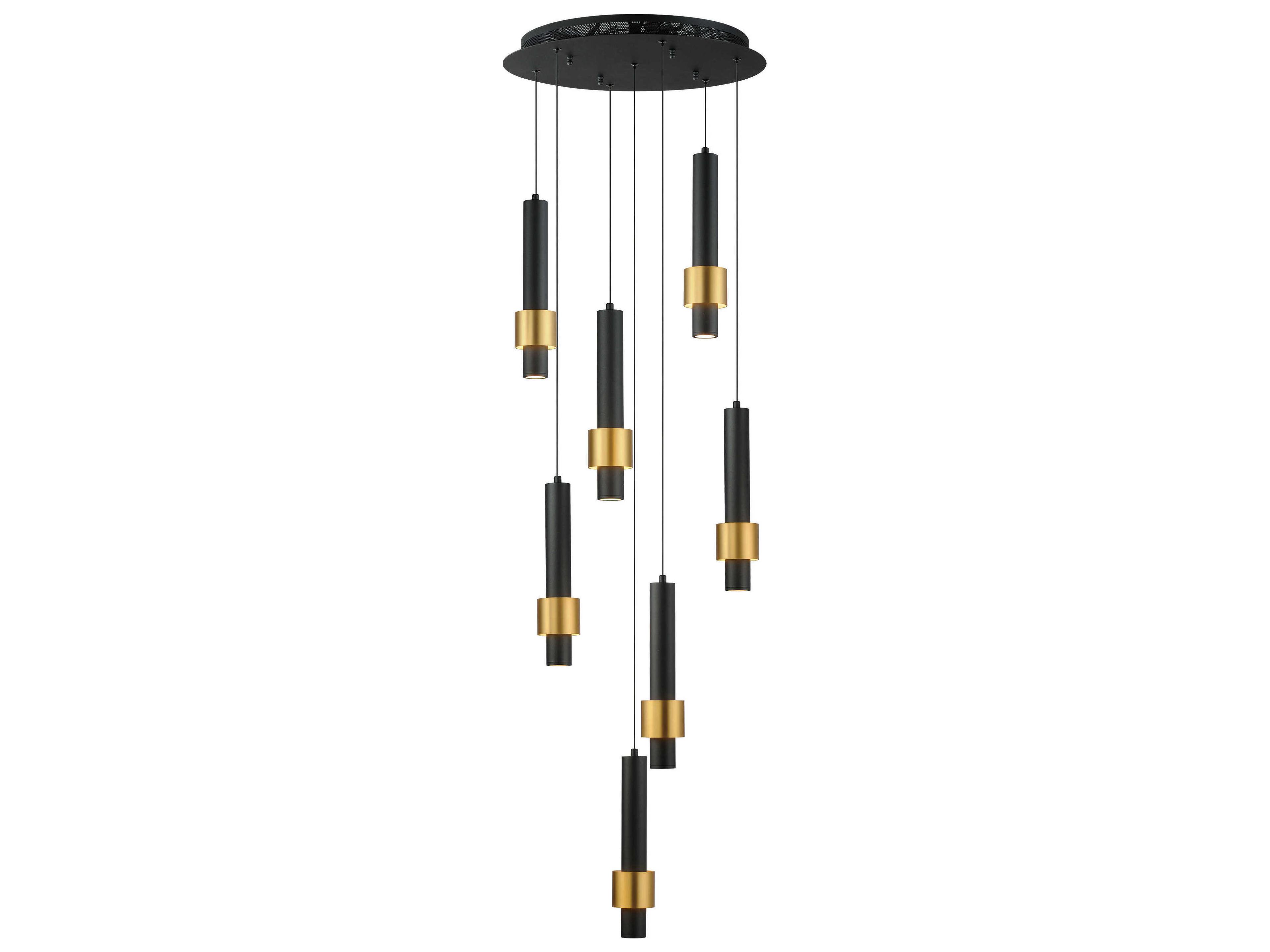 ET2 Reveal 7-Light Black Gold Cylinder Pendant