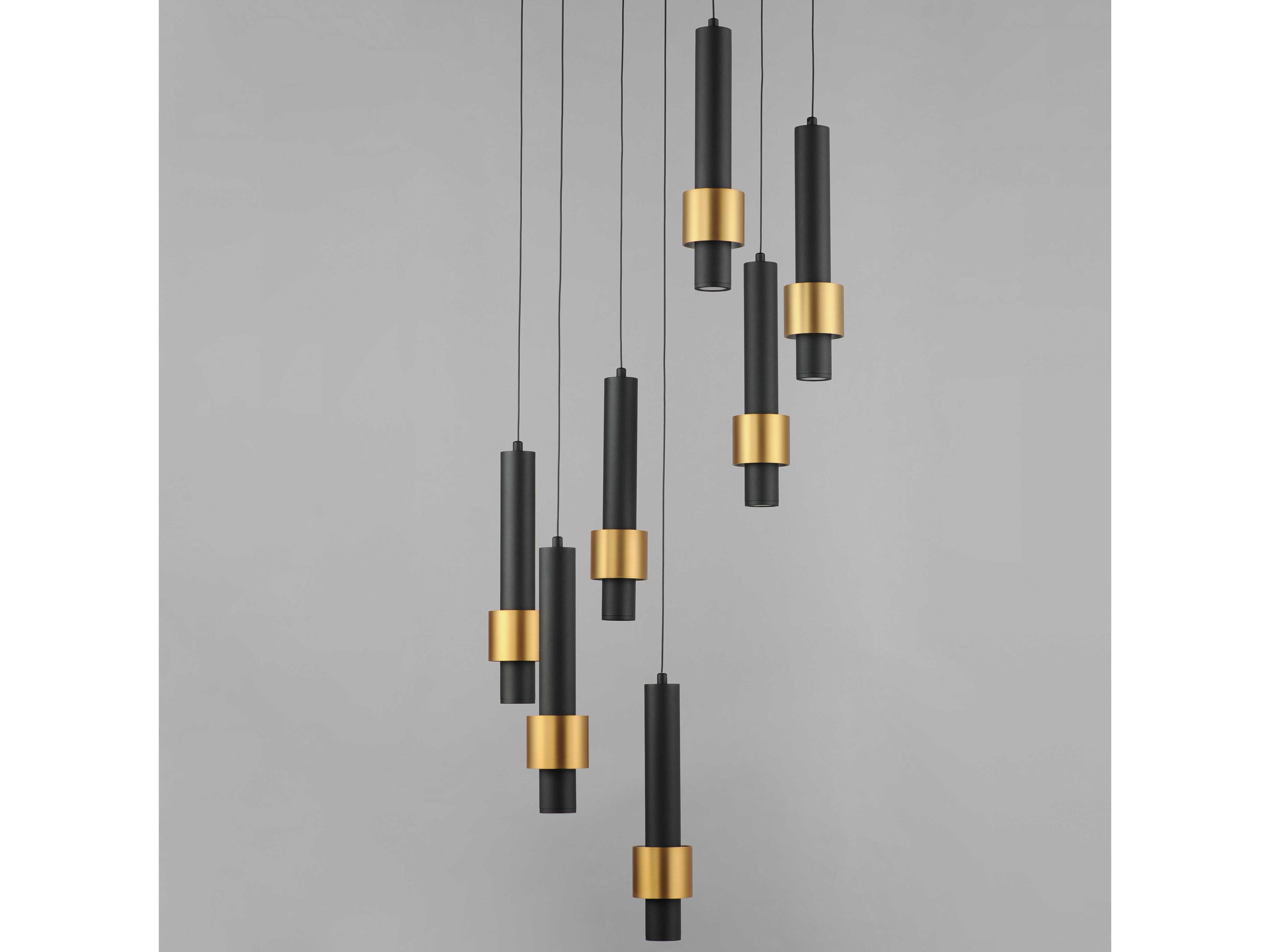 ET2 Reveal 7-Light Black Gold Cylinder Pendant