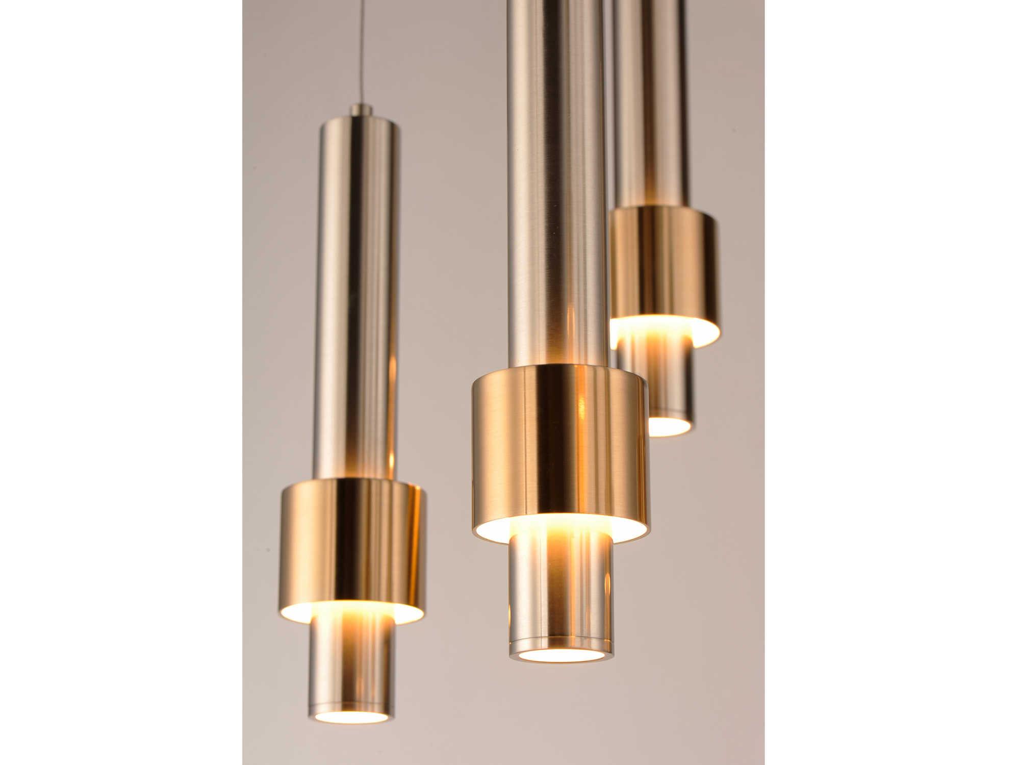 ET2 Reveal 7-Light Satin Nickel Brass LED Cylinder Geometric Pendant