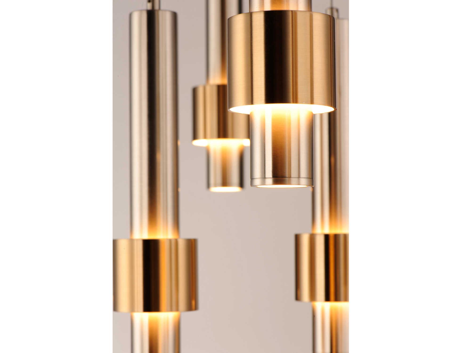 ET2 Reveal 7-Light Satin Nickel Brass LED Cylinder Geometric Pendant
