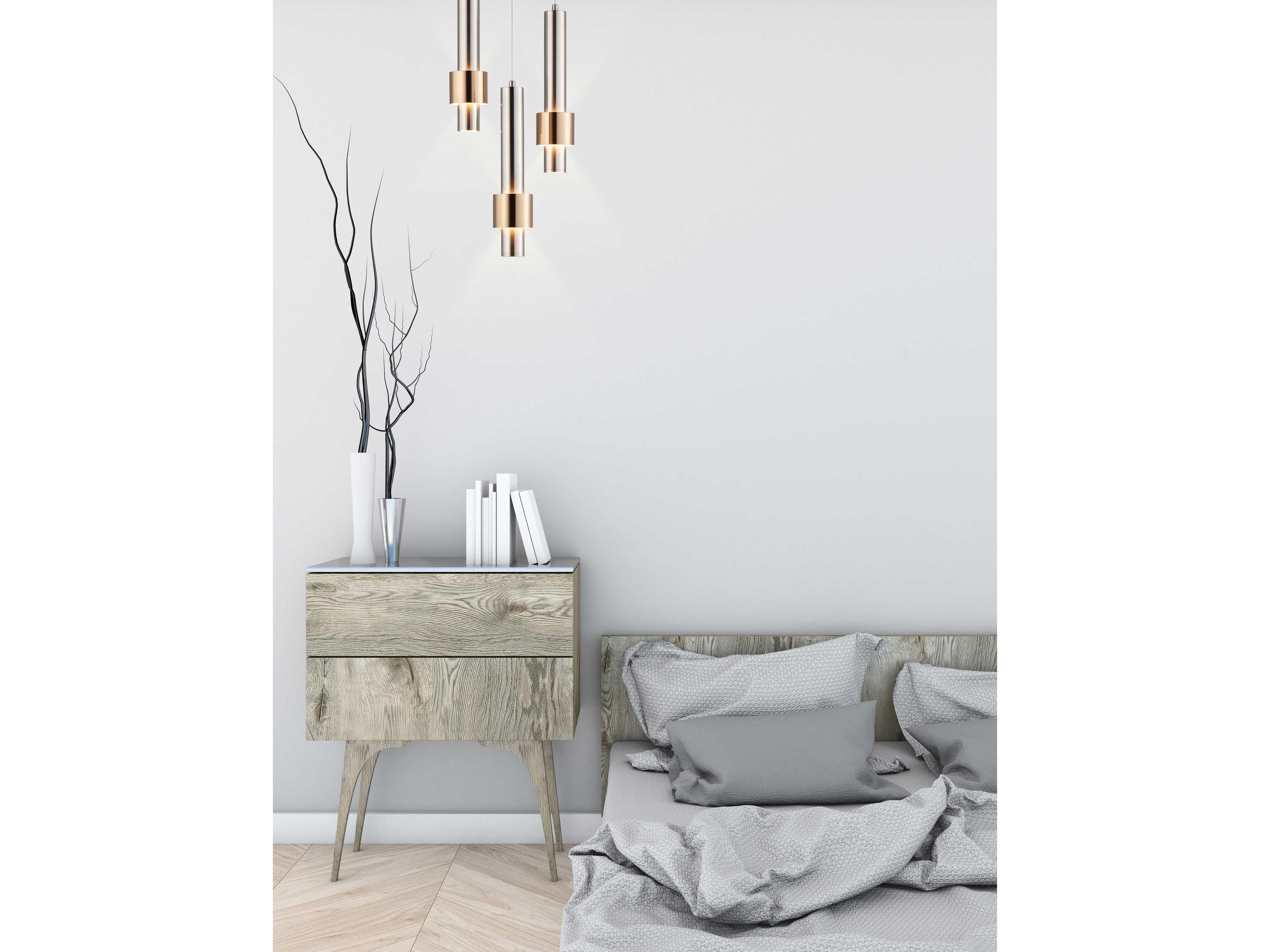 ET2 Reveal 7-Light Satin Nickel Brass LED Cylinder Geometric Pendant