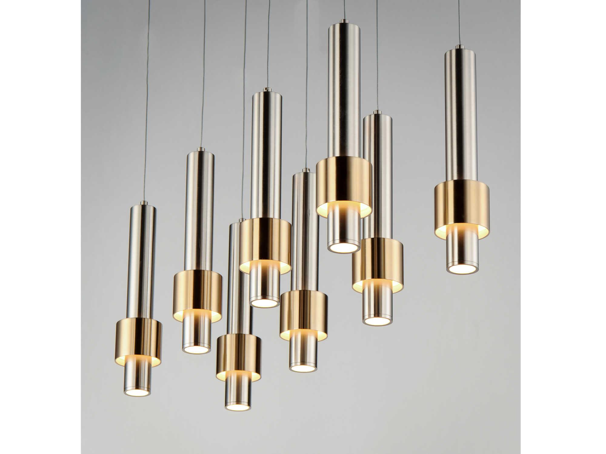 ET2 Reveal 8-Light Satin Nickel Brass LED Cylinder Geometric Island Pendant