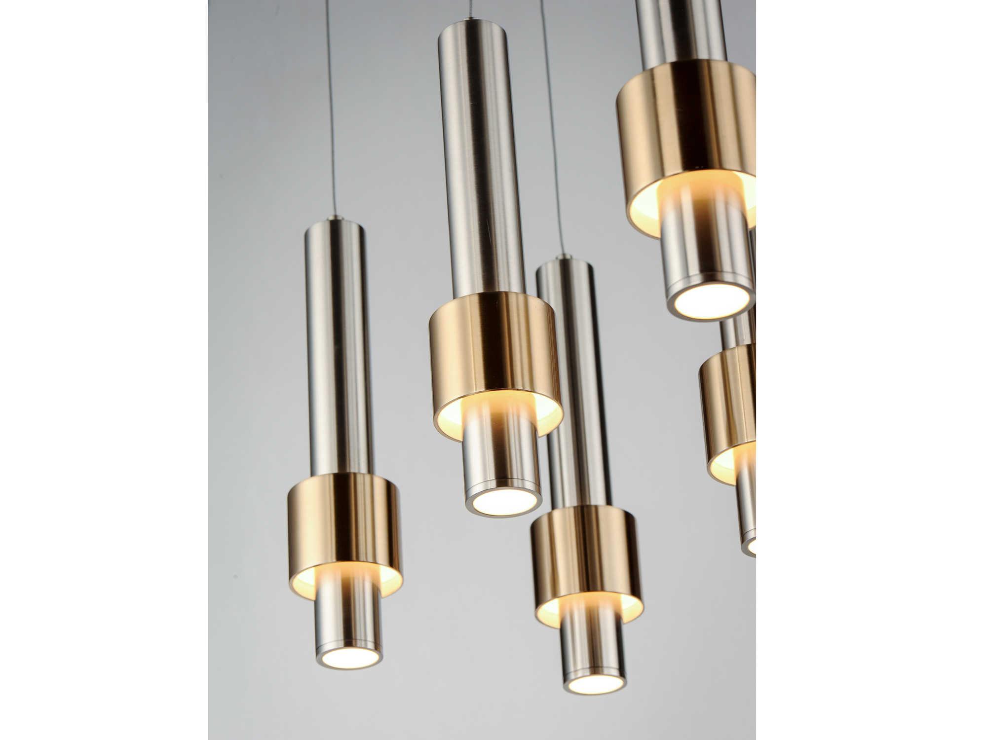 ET2 Reveal 8-Light Satin Nickel Brass LED Cylinder Geometric Island Pendant