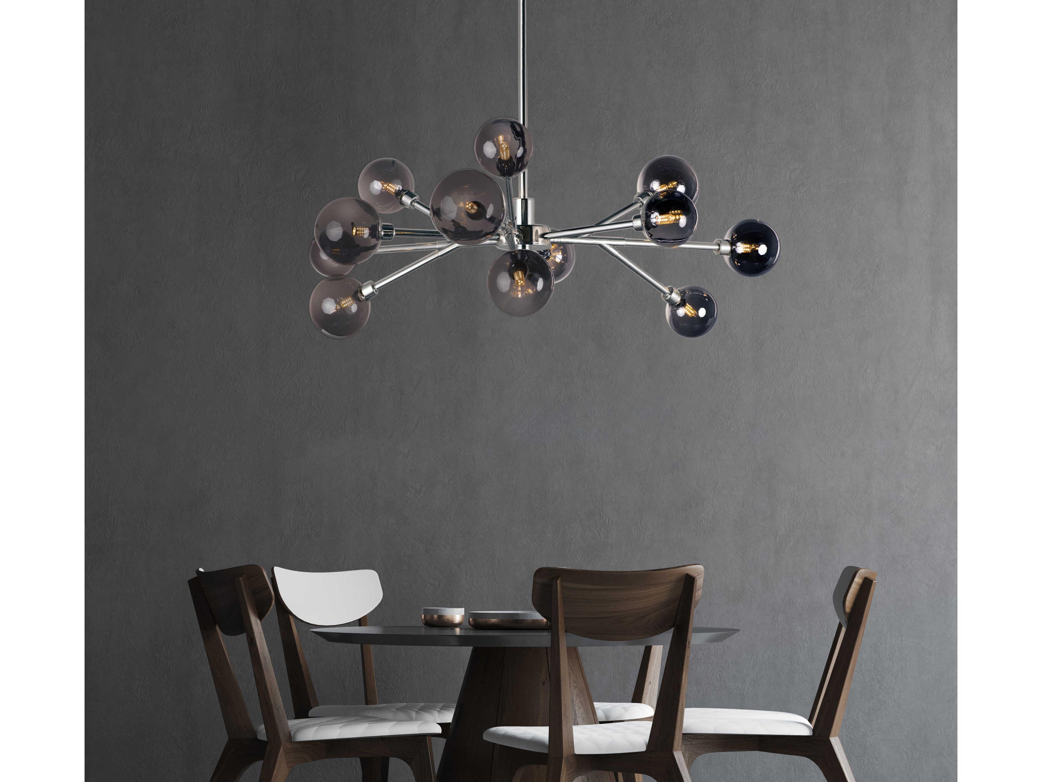 ET2 Asteroid 12-Light Polished Chrome Glass LED Globe Sputnik Chandelier