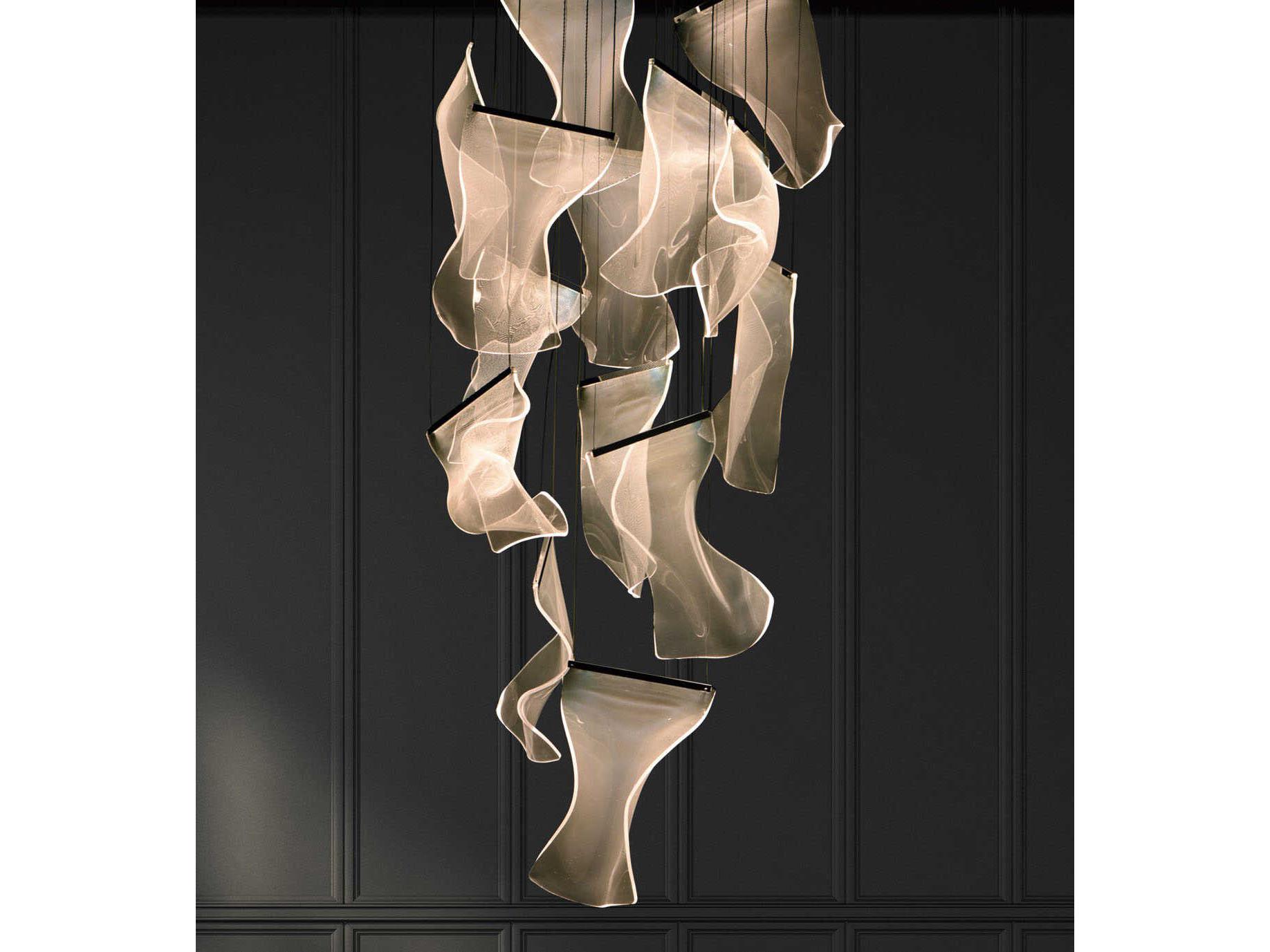 ET2 Rinkle 14-Light Polished Chrome Clear LED Tiered Pendant