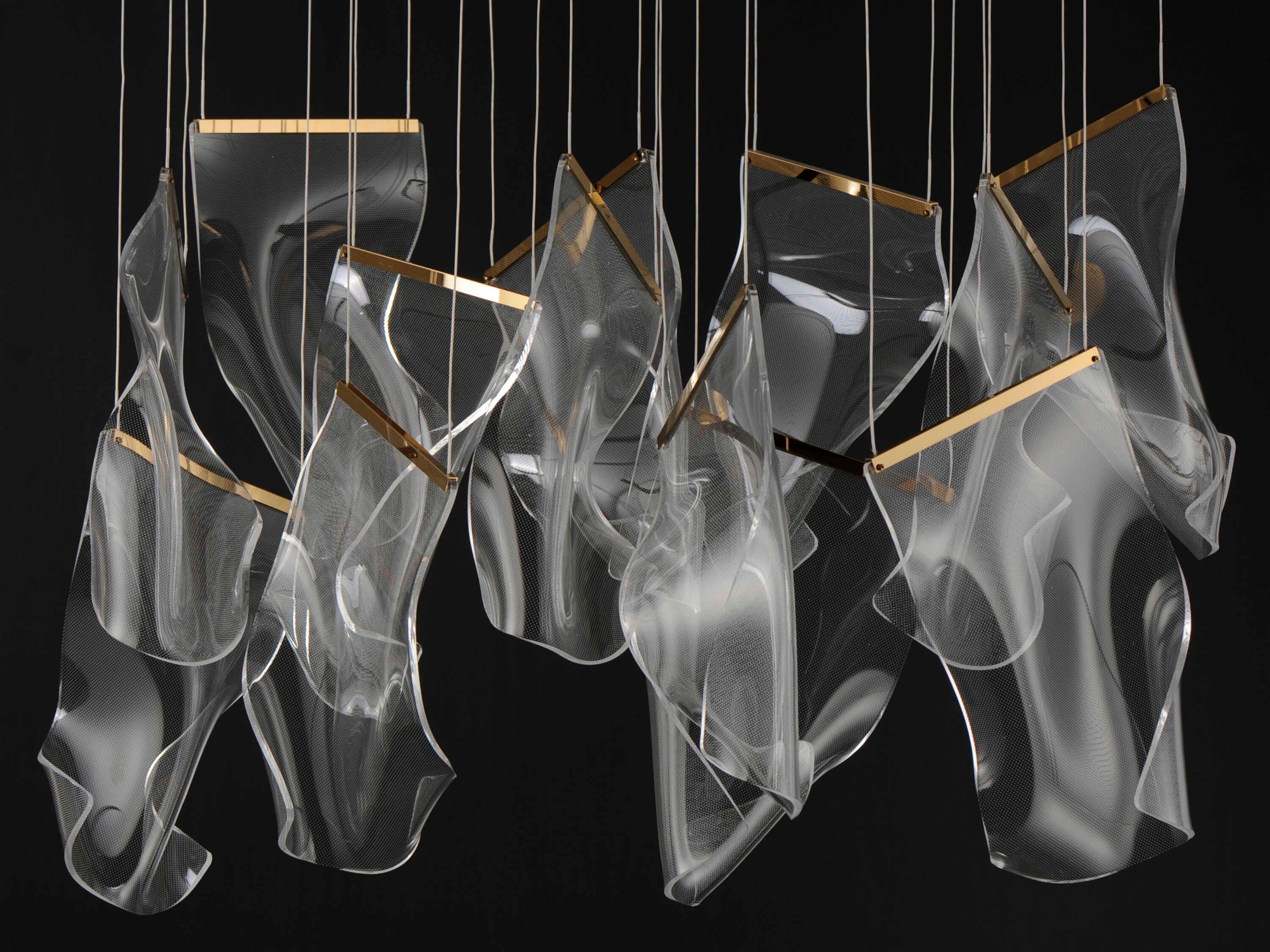 ET2 Rinkle 13-Light French Gold LED Linear Island Pendant