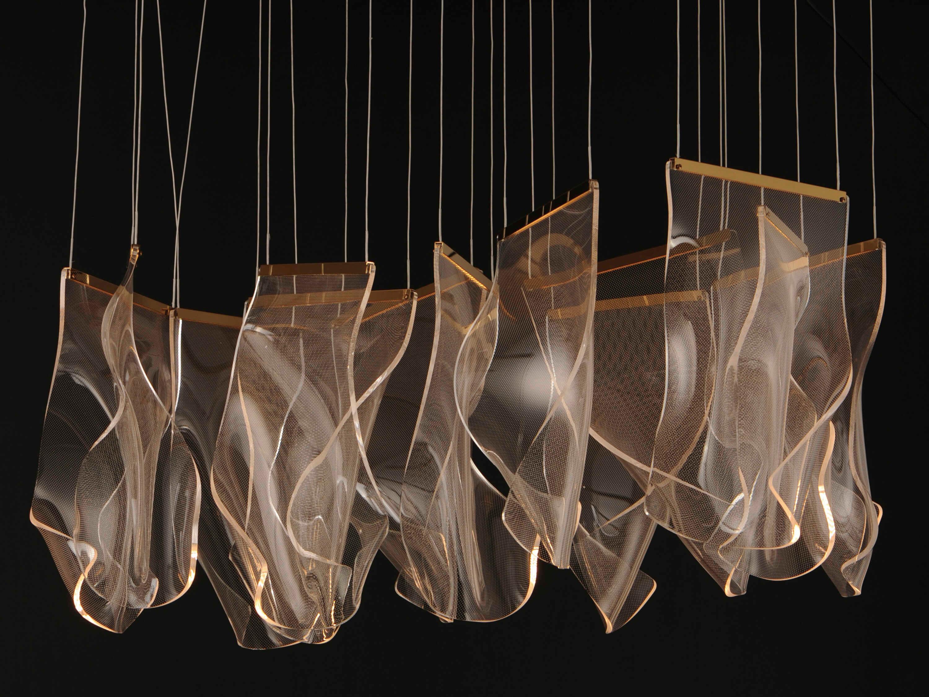 ET2 Rinkle 13-Light French Gold LED Linear Island Pendant