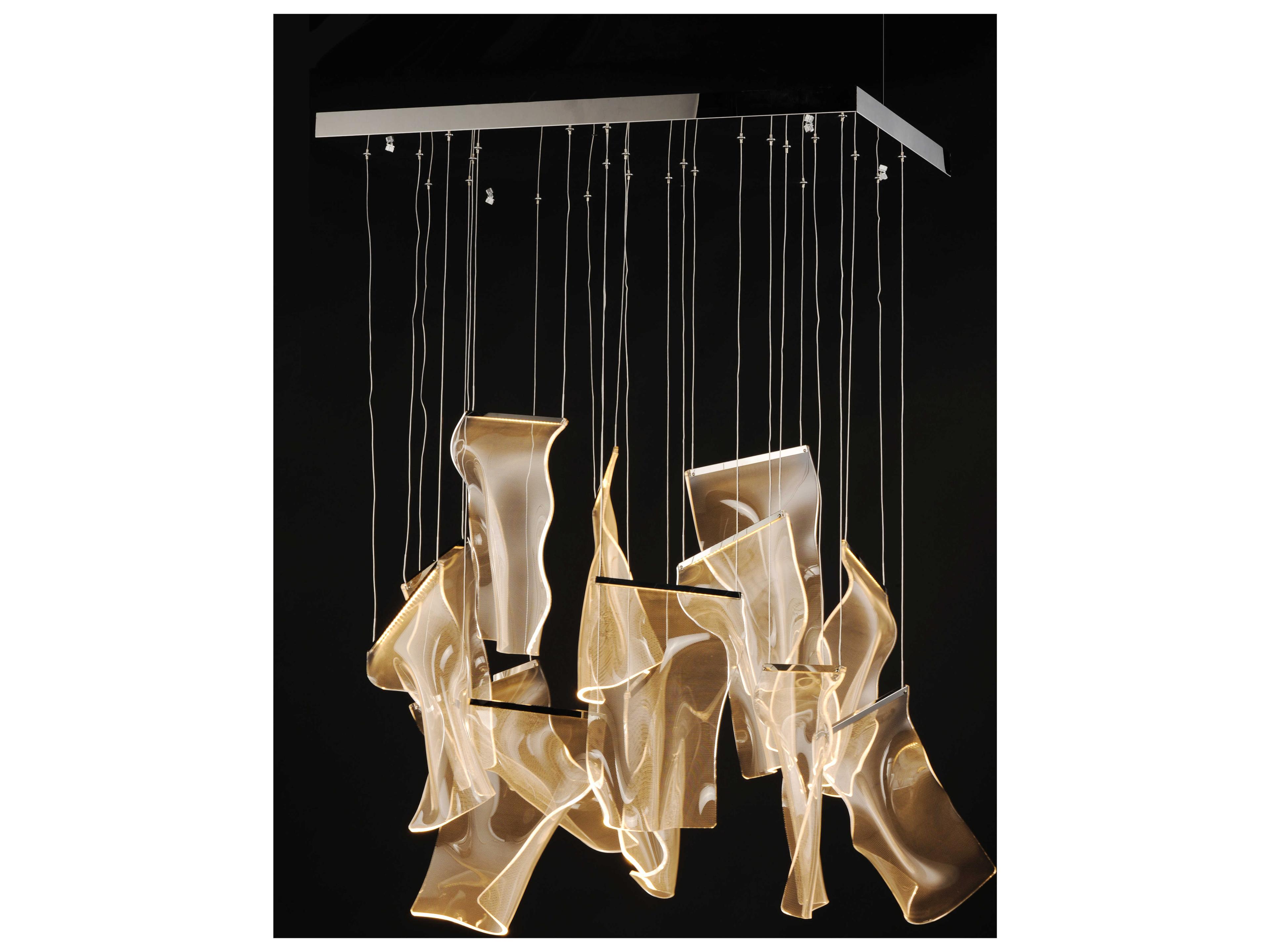 ET2 Rinkle 13-Light Polished Chrome LED Linear Tiered Island Pendant