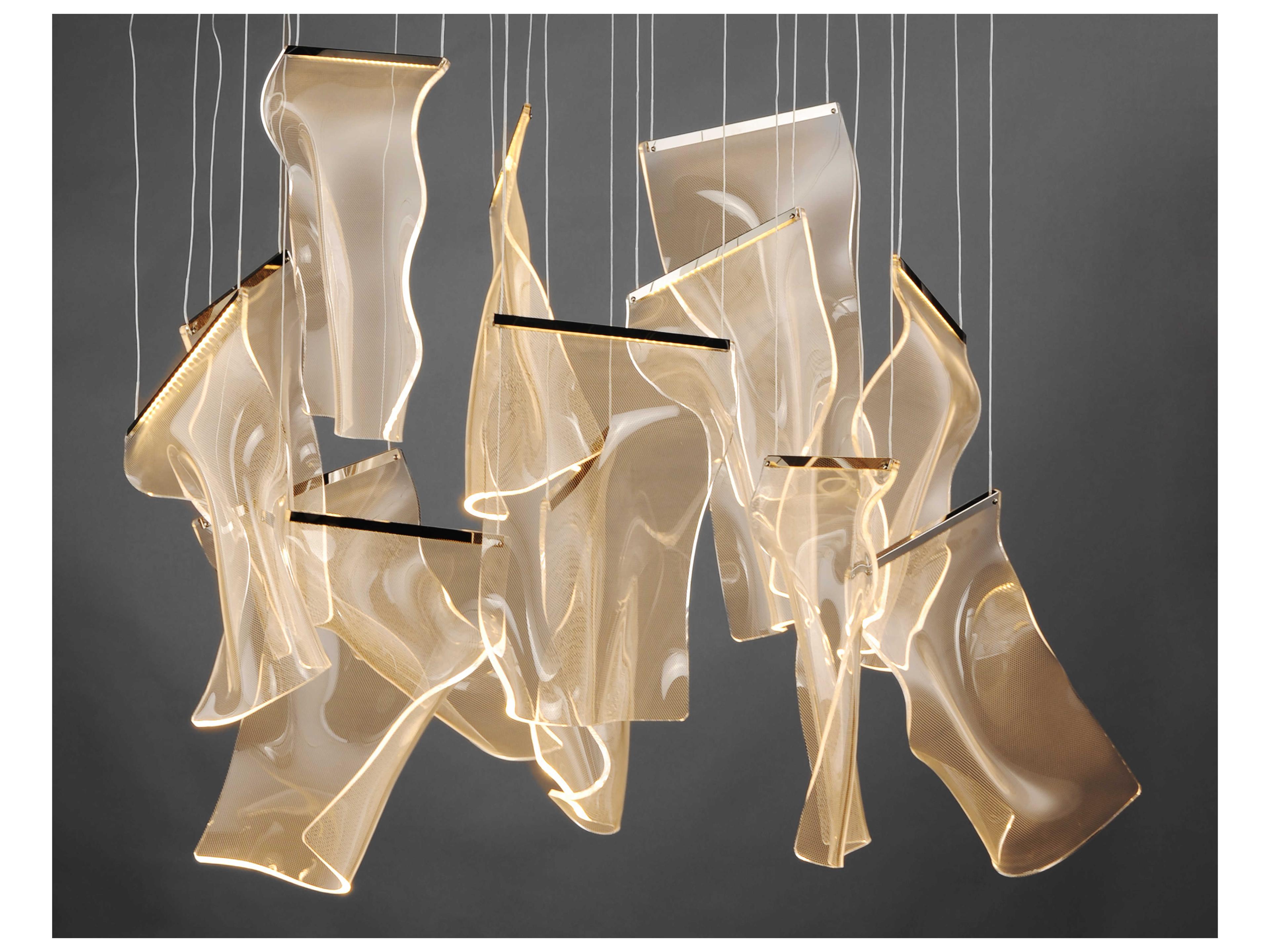 ET2 Rinkle 13-Light Polished Chrome LED Linear Tiered Island Pendant