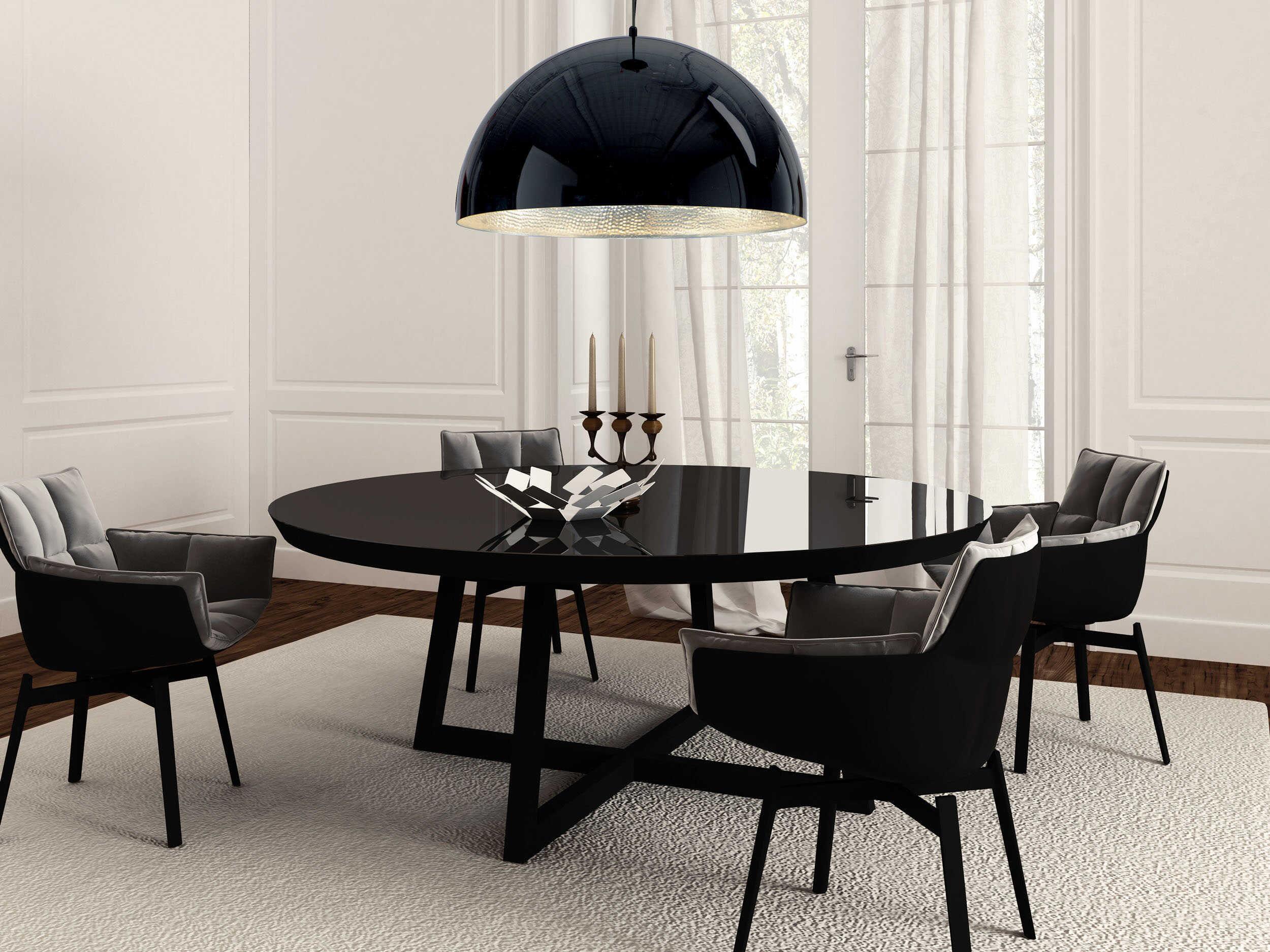 ET2 Hemisphere 1-Light Gloss Black Aluminum Silver LED Dome Pendant