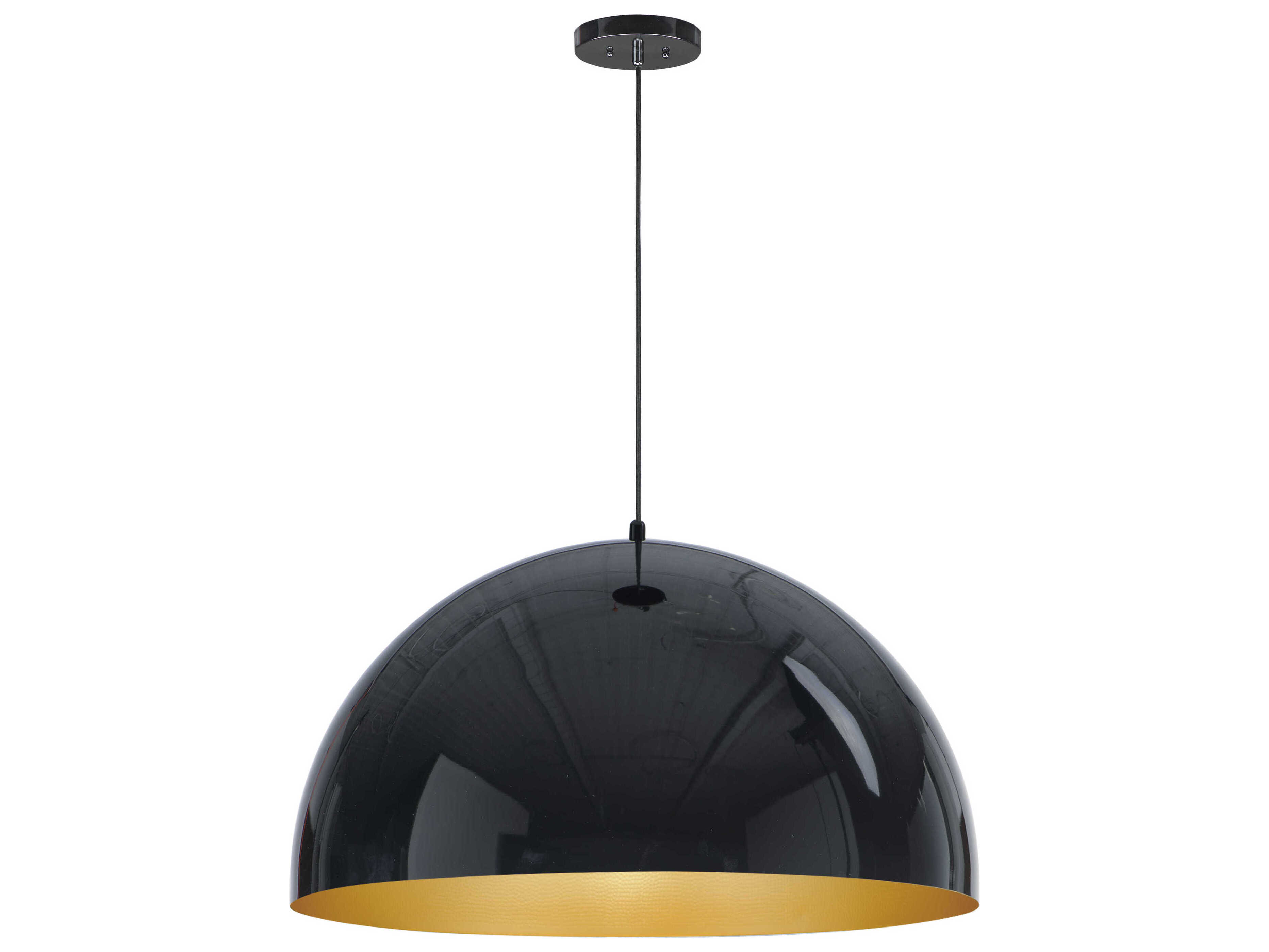 ET2 Hemisphere 1-Light Gloss Black Gold Dome Pendant