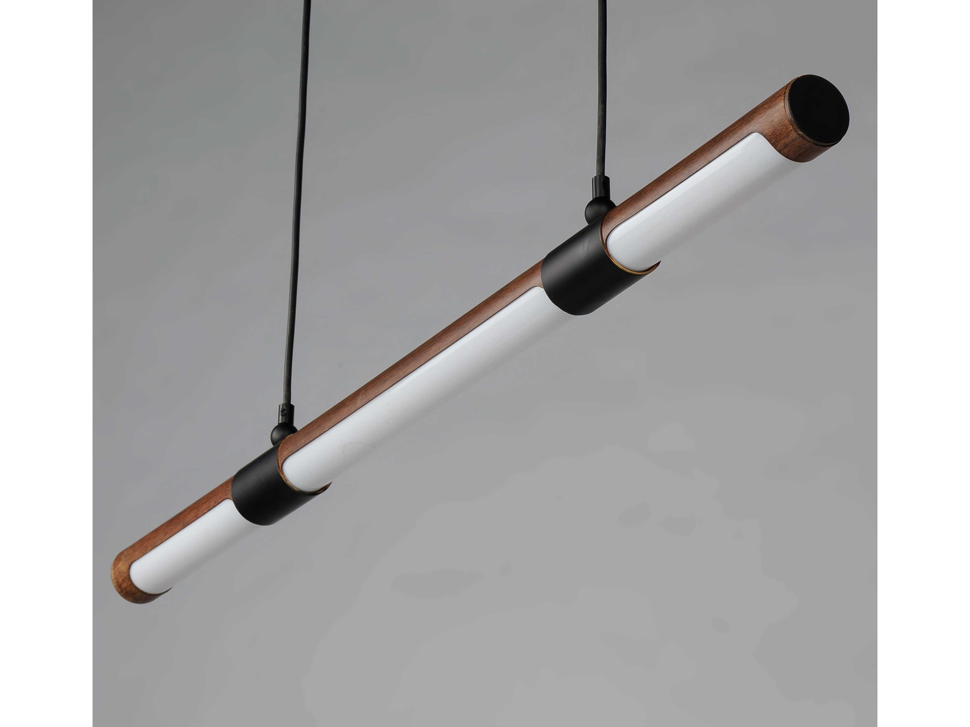 ET2 Rollo 1-Light Antique Pecan Black Brown LED Cylinder Linear Island Pendant